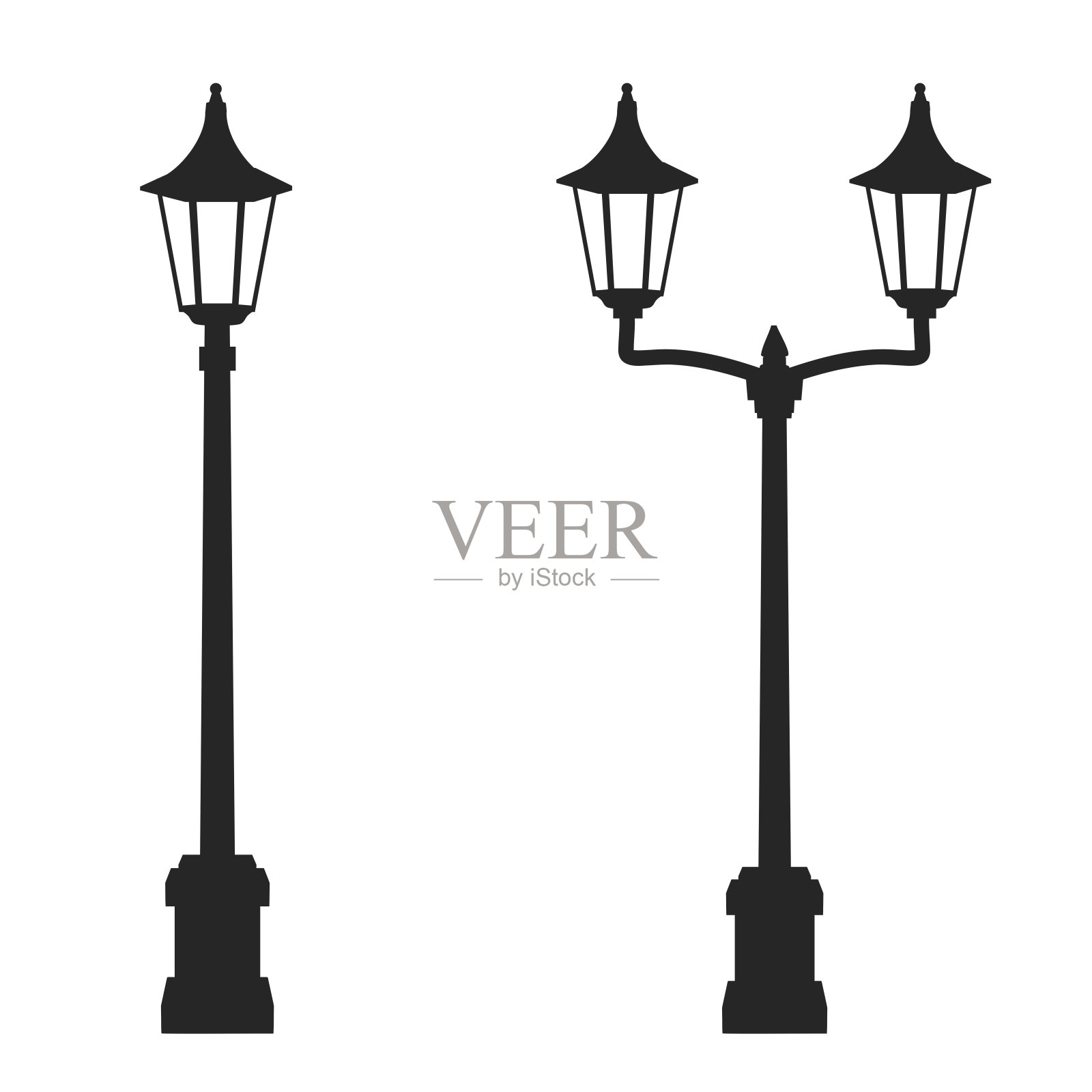 户外路灯隔离在白色背景上插画图片素材