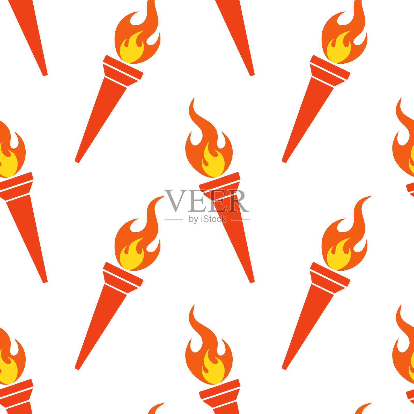 燃烧火炬无缝图案在一个白色的背景。体育比赛的背景。矢量插图，平面插画图片素材