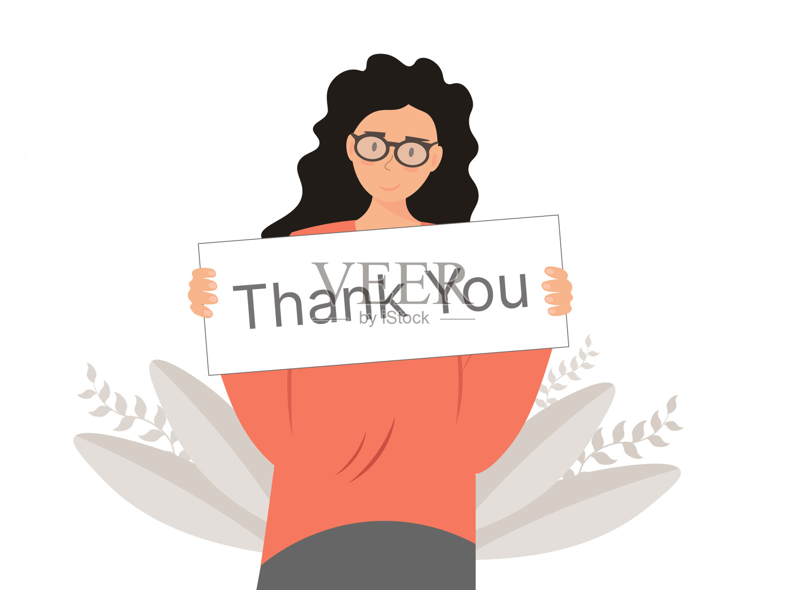 人持有卡的话谢谢你，平面矢量插图插画图片素材