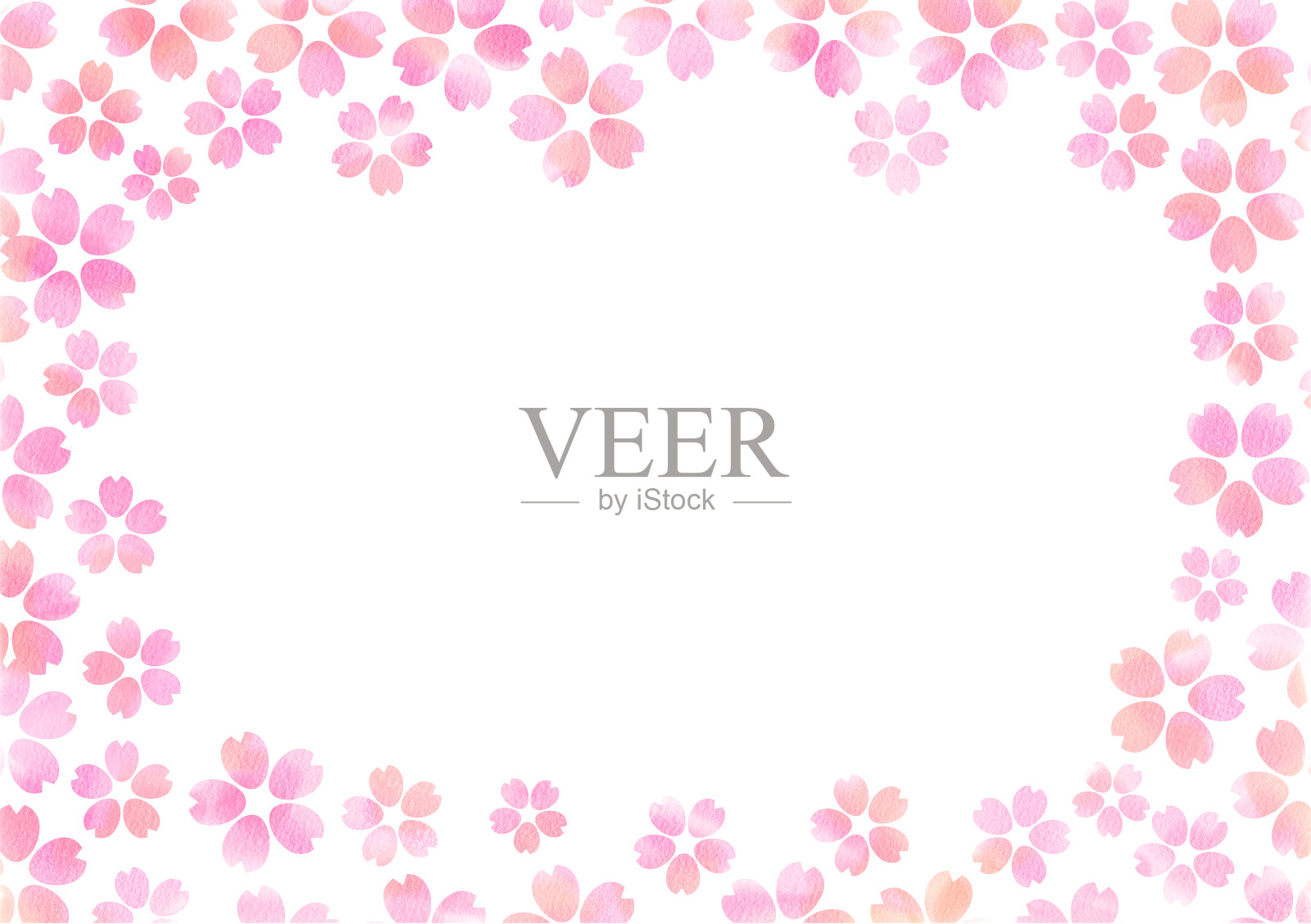 樱花水彩画。帧,壁纸。插画图片素材