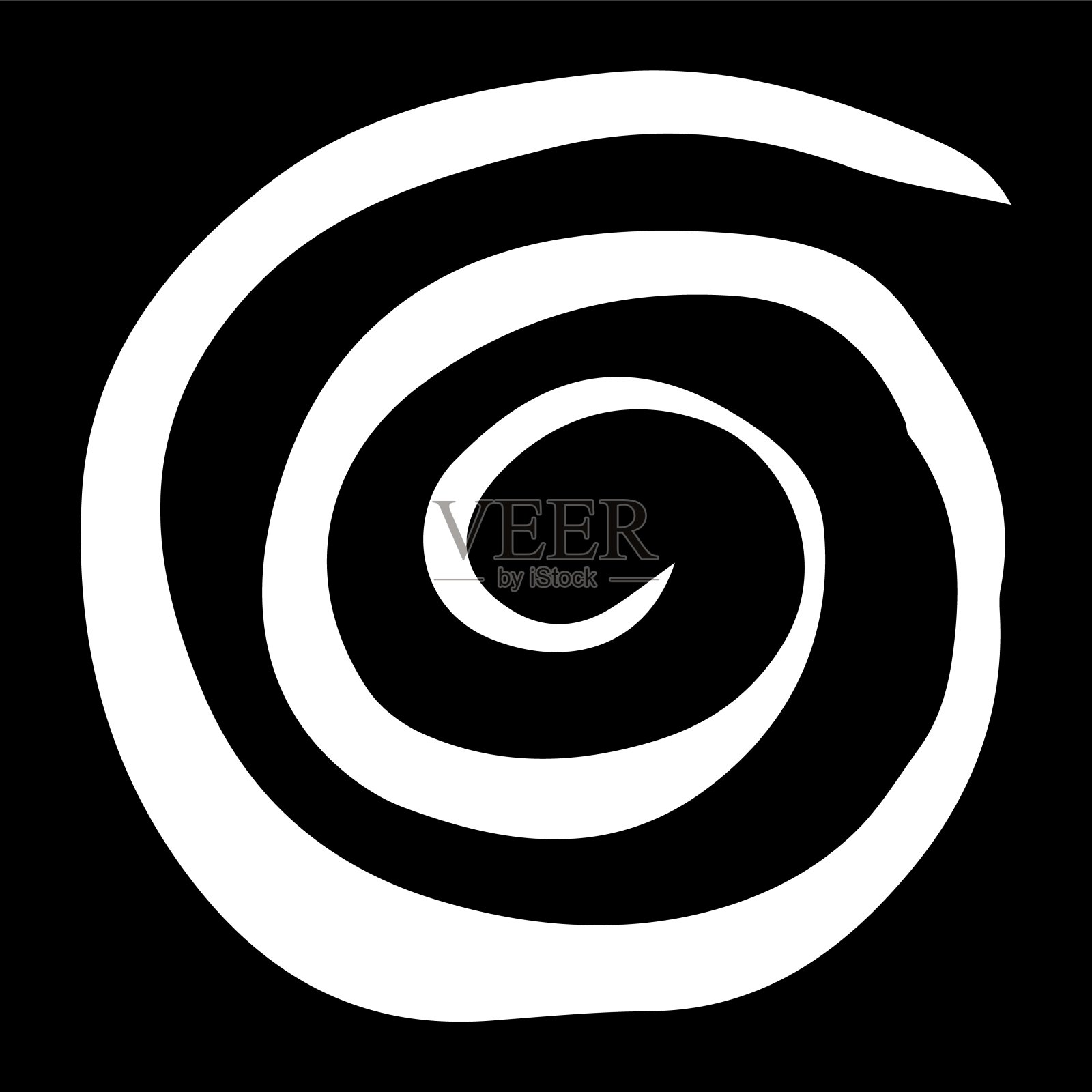圆形漩涡符号，用白色油漆手绘插画图片素材