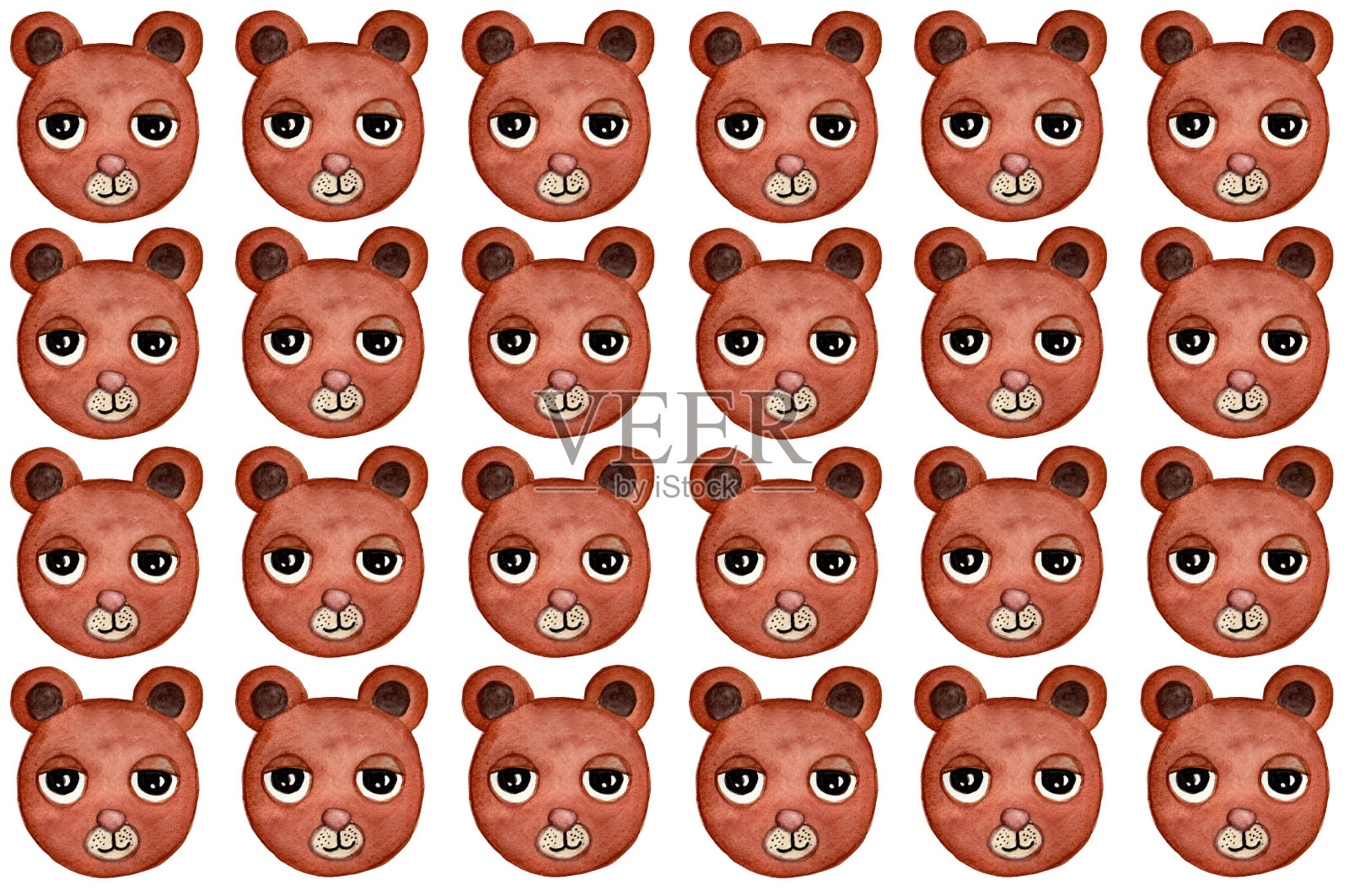 在白色背景上的熊的风格化肖像图案。插画图片素材