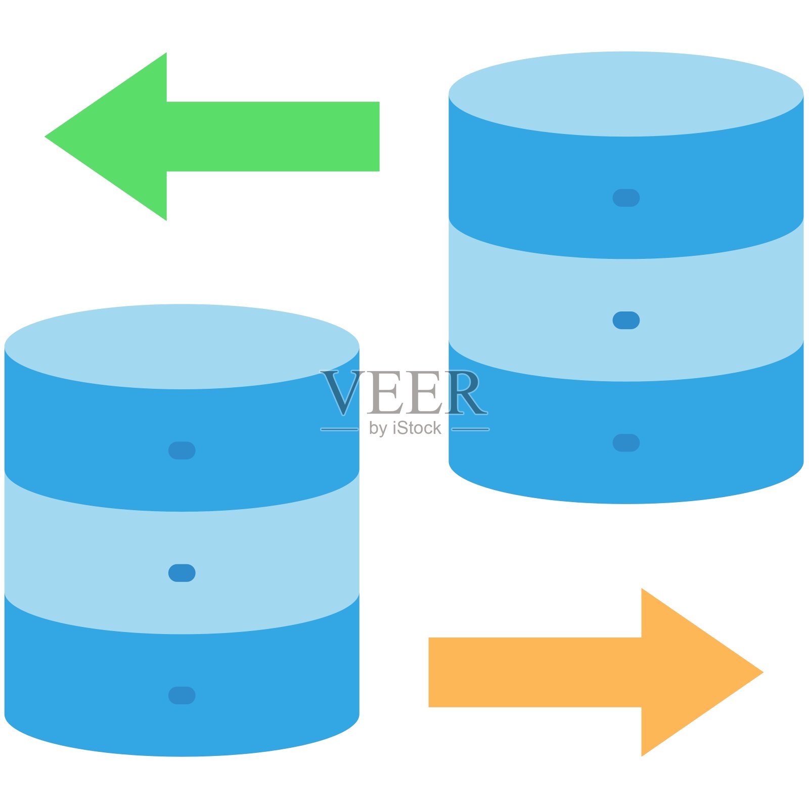 数据库服务器管理彩色图标集插画图片素材