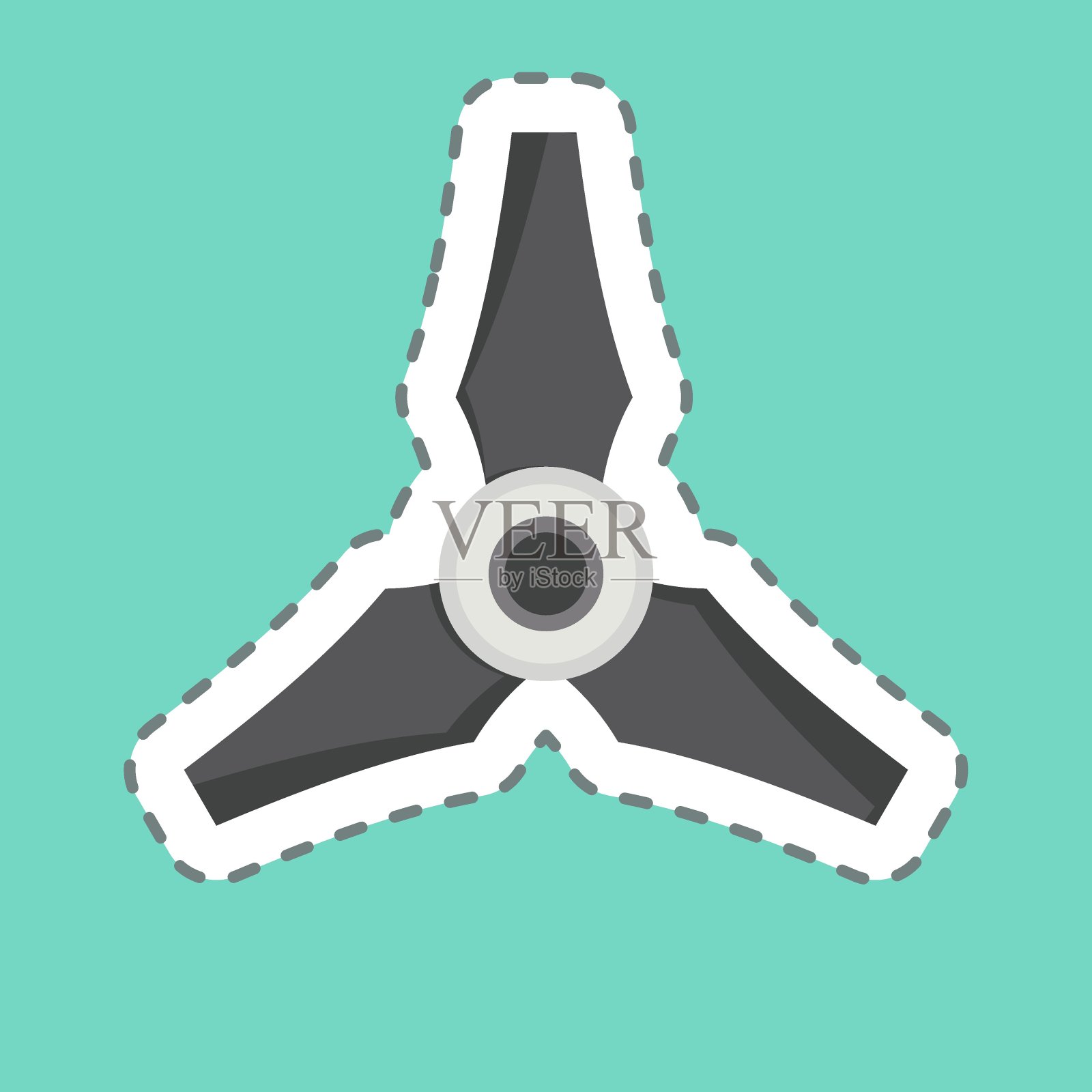 贴纸线切断三叶螺旋桨。与无人机符号有关。简单的设计说明插画图片素材