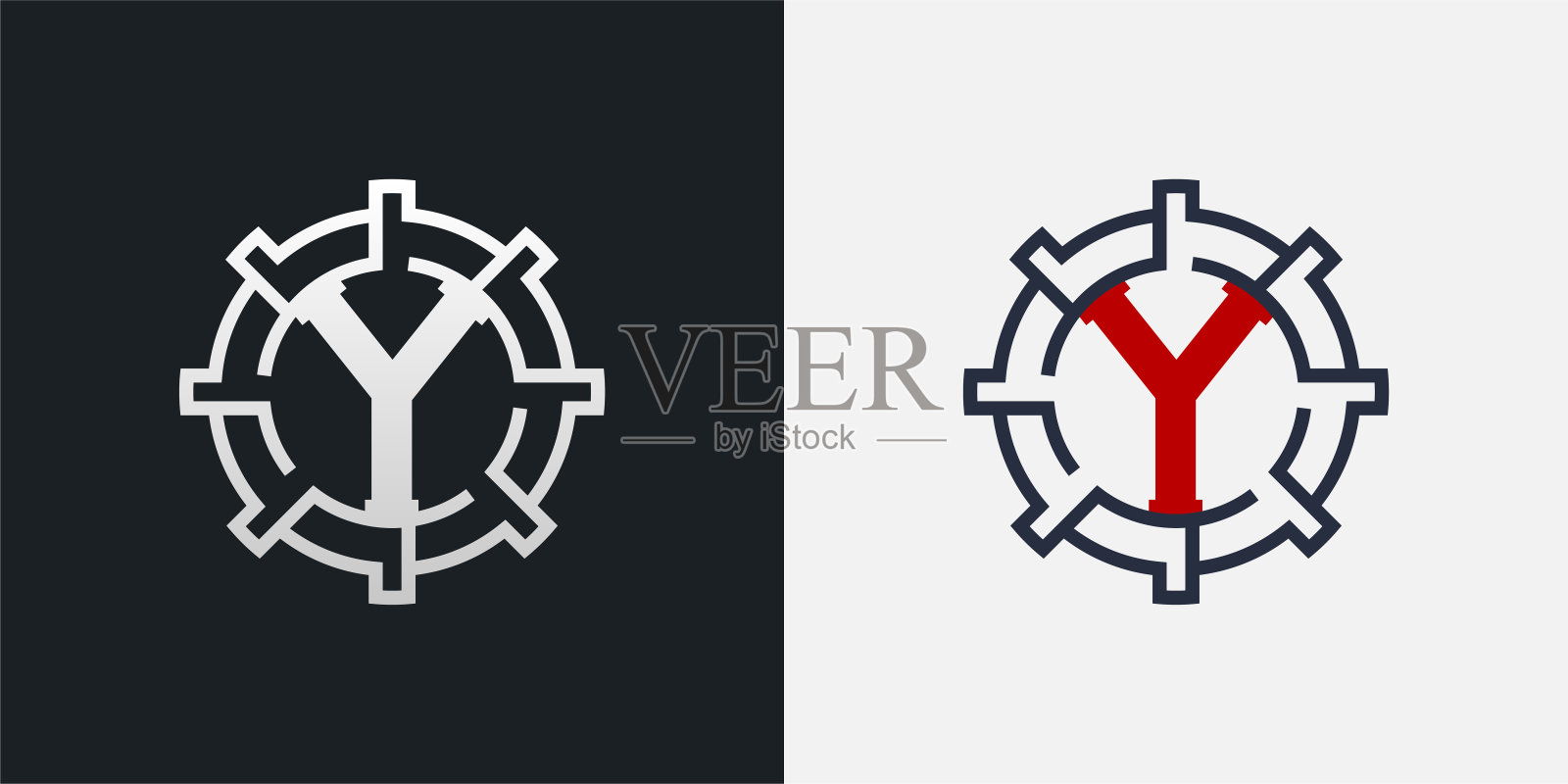 Y标志设计。干净和现代字母Y圆形标志插画图片素材