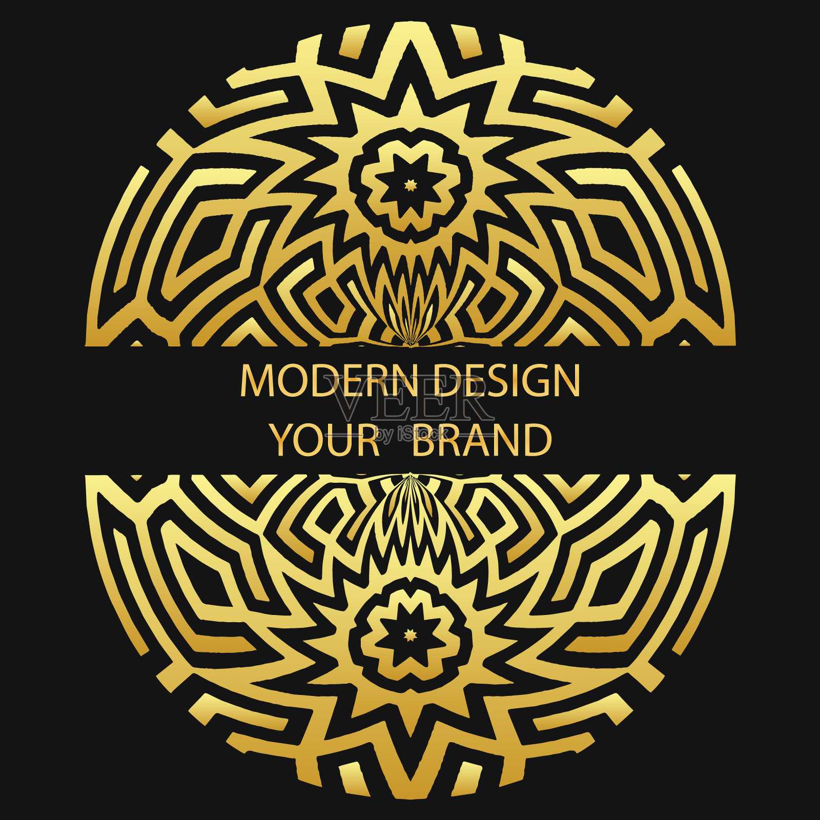 黑色背景，民族封面设计，标志，曼陀罗。几何黄金抽象3D图案。手工制作的,涂鸦。饰品的东方，亚洲，印度，墨西哥，阿兹特克。插画图片素材