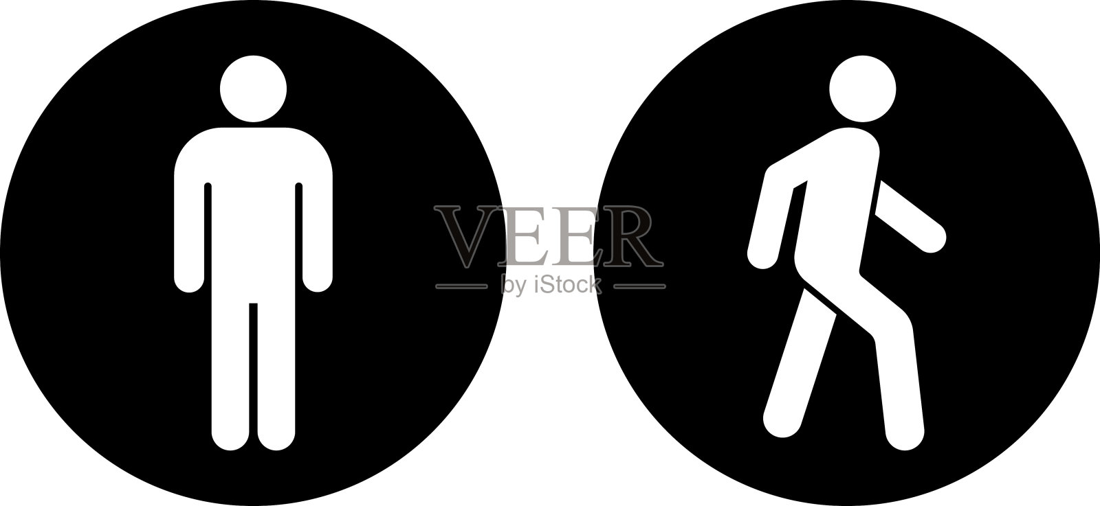 两个扁平的图标，分别是站立和行走插画图片素材