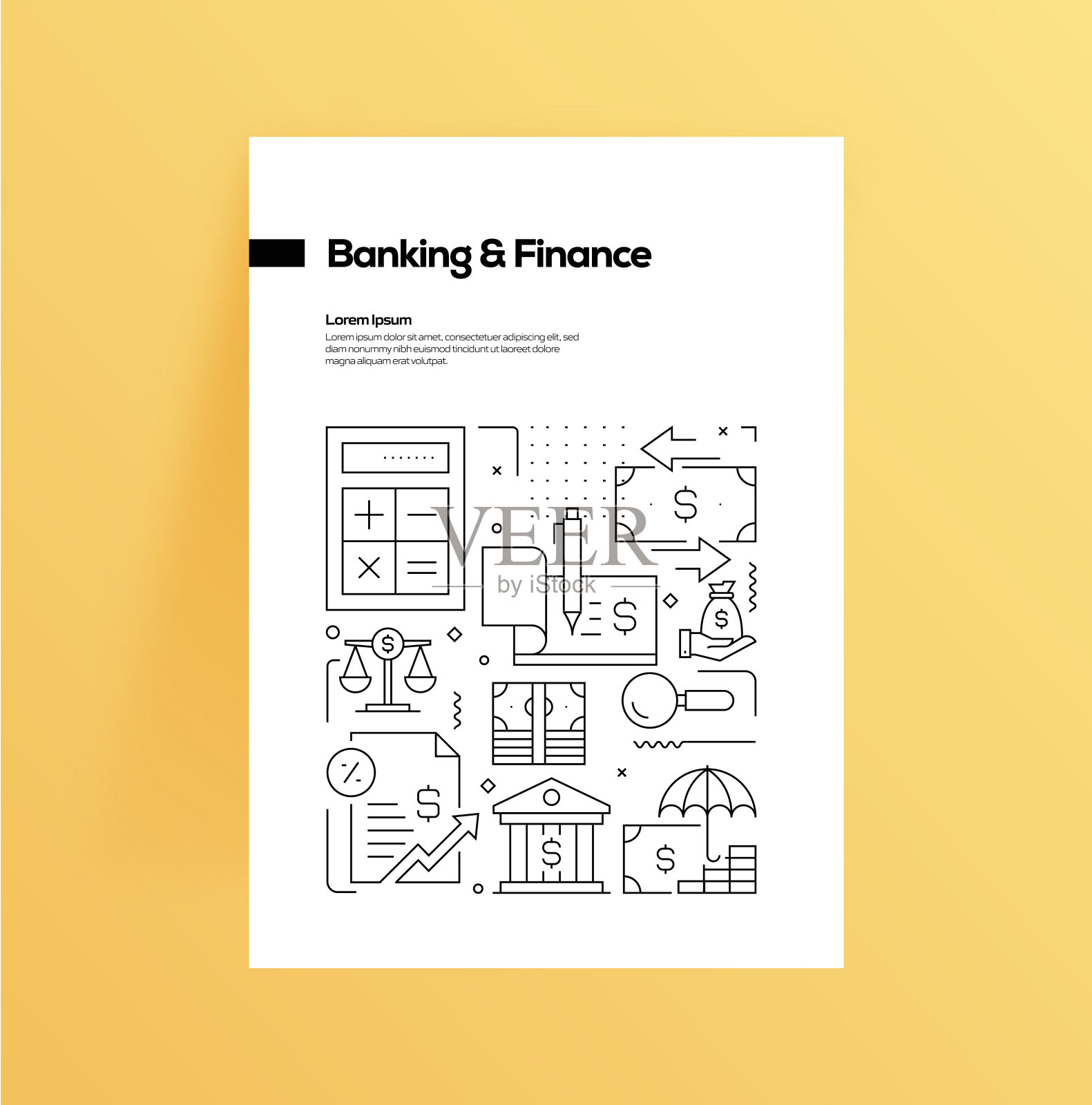 银行和金融相关的横幅设计网页，标题，小册子，年度报告和书籍封面插画图片素材