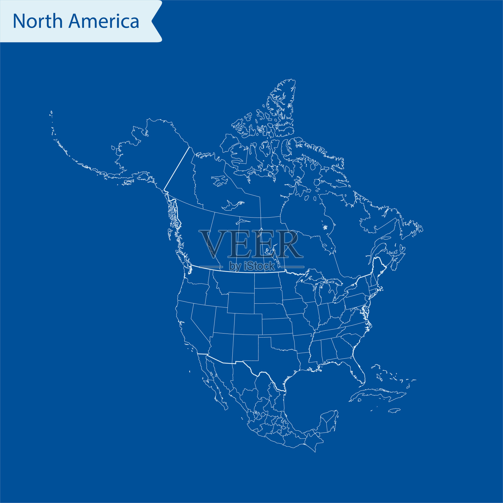北美地图插画图片素材