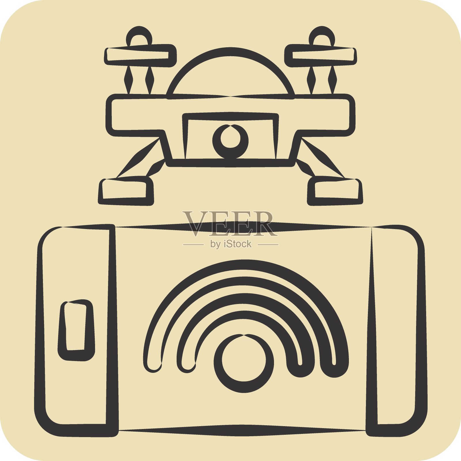 Icon智能手机控制。与无人机符号有关。手绘风格。简单的设计说明插画图片素材