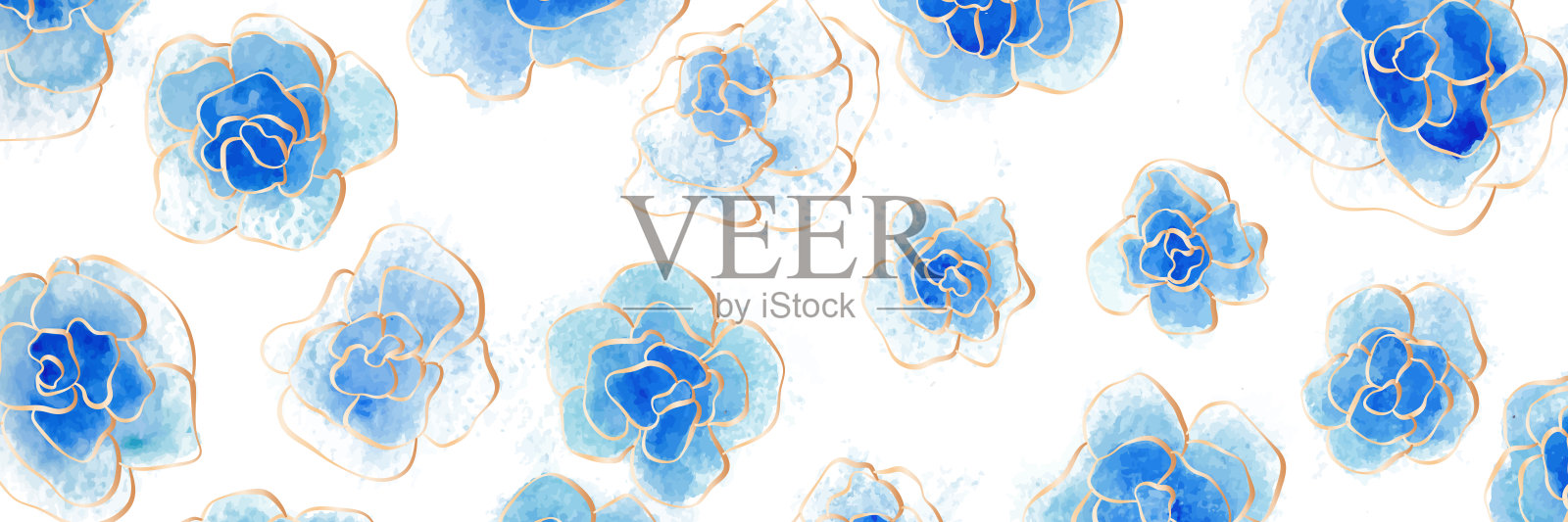 植物艺术壁纸与花和叶子。现代创意设计水彩纹理的家庭装饰，横幅和印刷品。矢量插图。插画图片素材