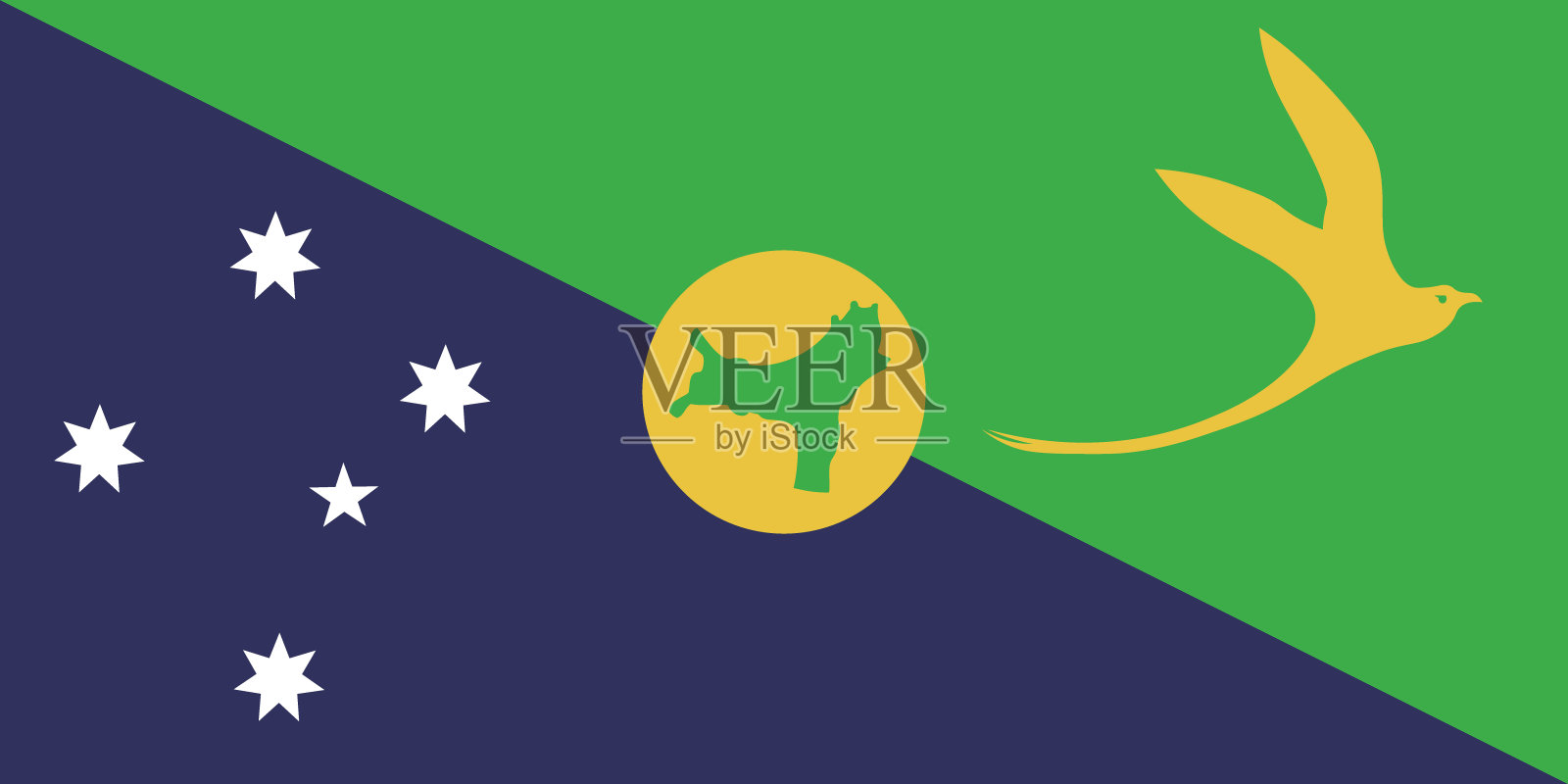 圣诞岛的旗帜。标准尺寸。官方比例。长方形的旗帜。标准颜色。国旗图标。数码插图。电脑插图。矢量插图。插画图片素材