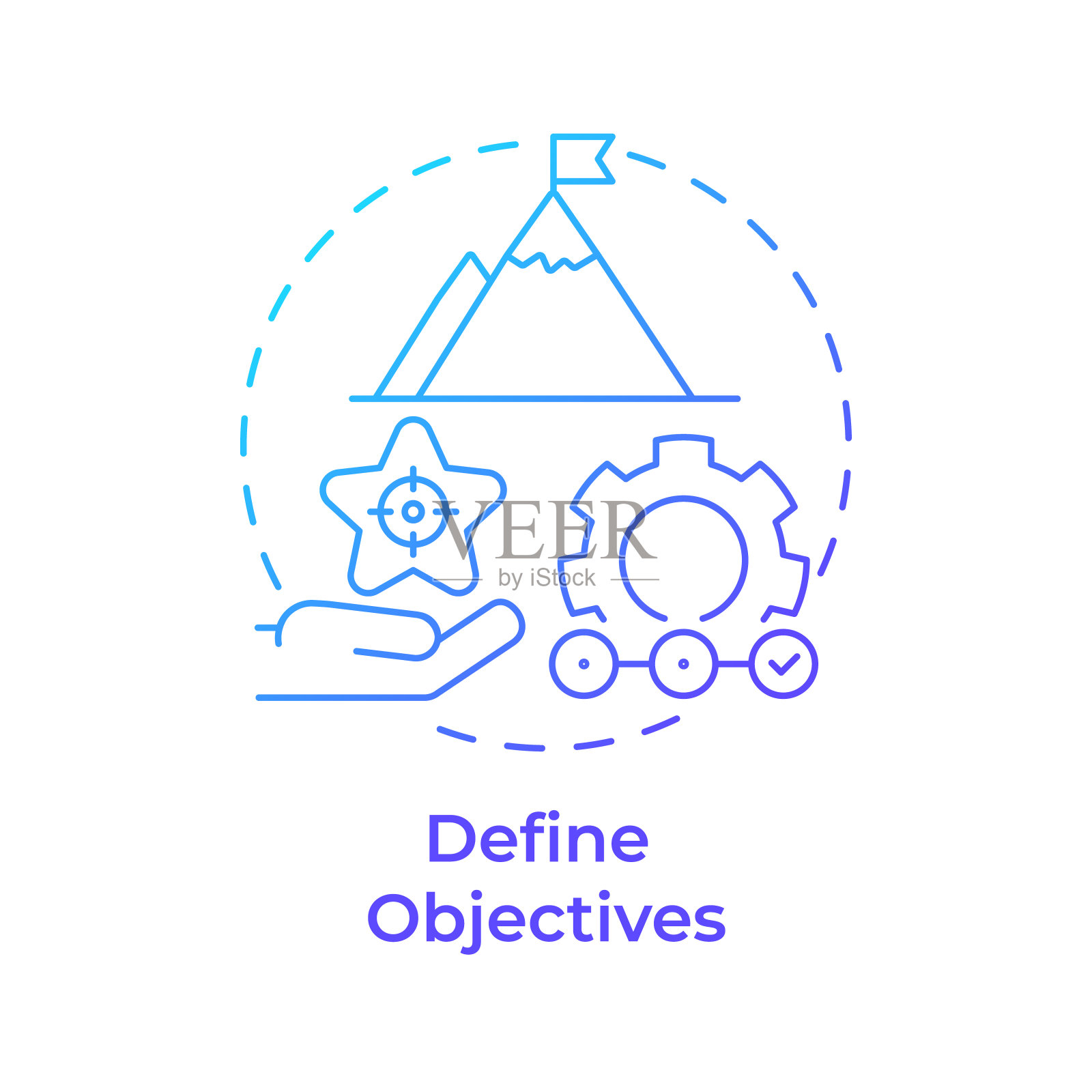 定义目标蓝色渐变概念图标插画图片素材