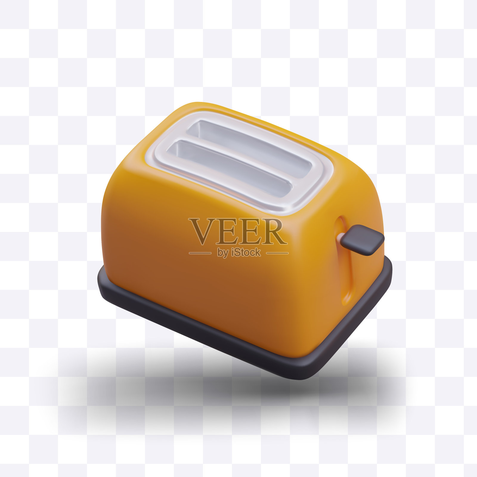 现代电动烤面包机在黄色和黑色的颜色插画图片素材