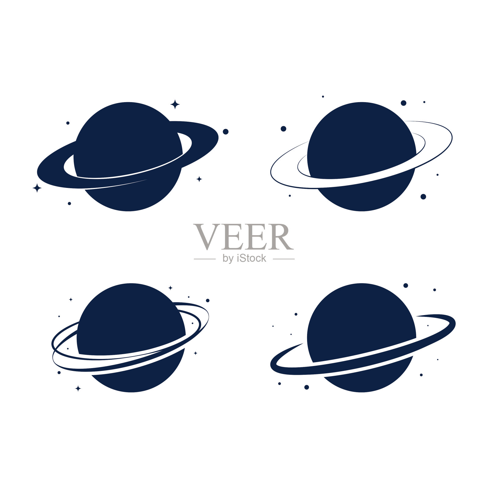 行星土星图标集矢量设计。插画图片素材