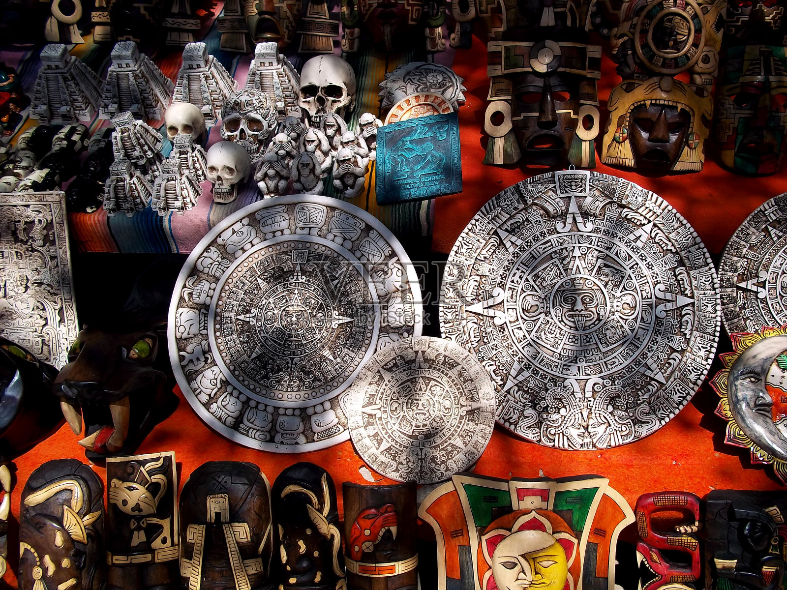 墨西哥Chichen Itza当地的礼品市场照片摄影图片