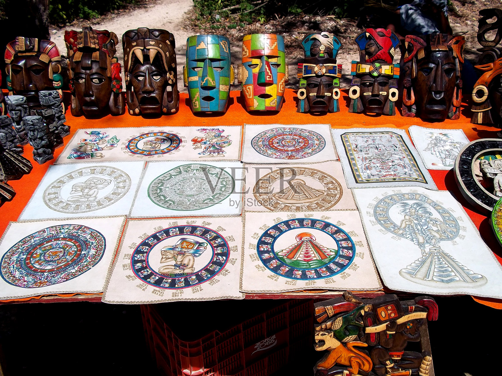 墨西哥Chichen Itza当地的礼品市场照片摄影图片