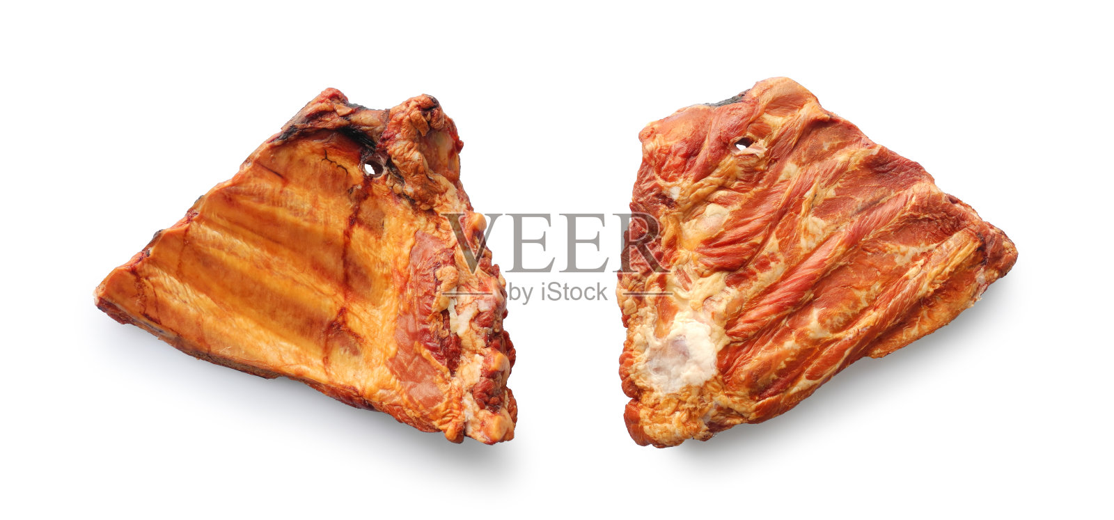 烟熏排骨孤立在白色照片摄影图片