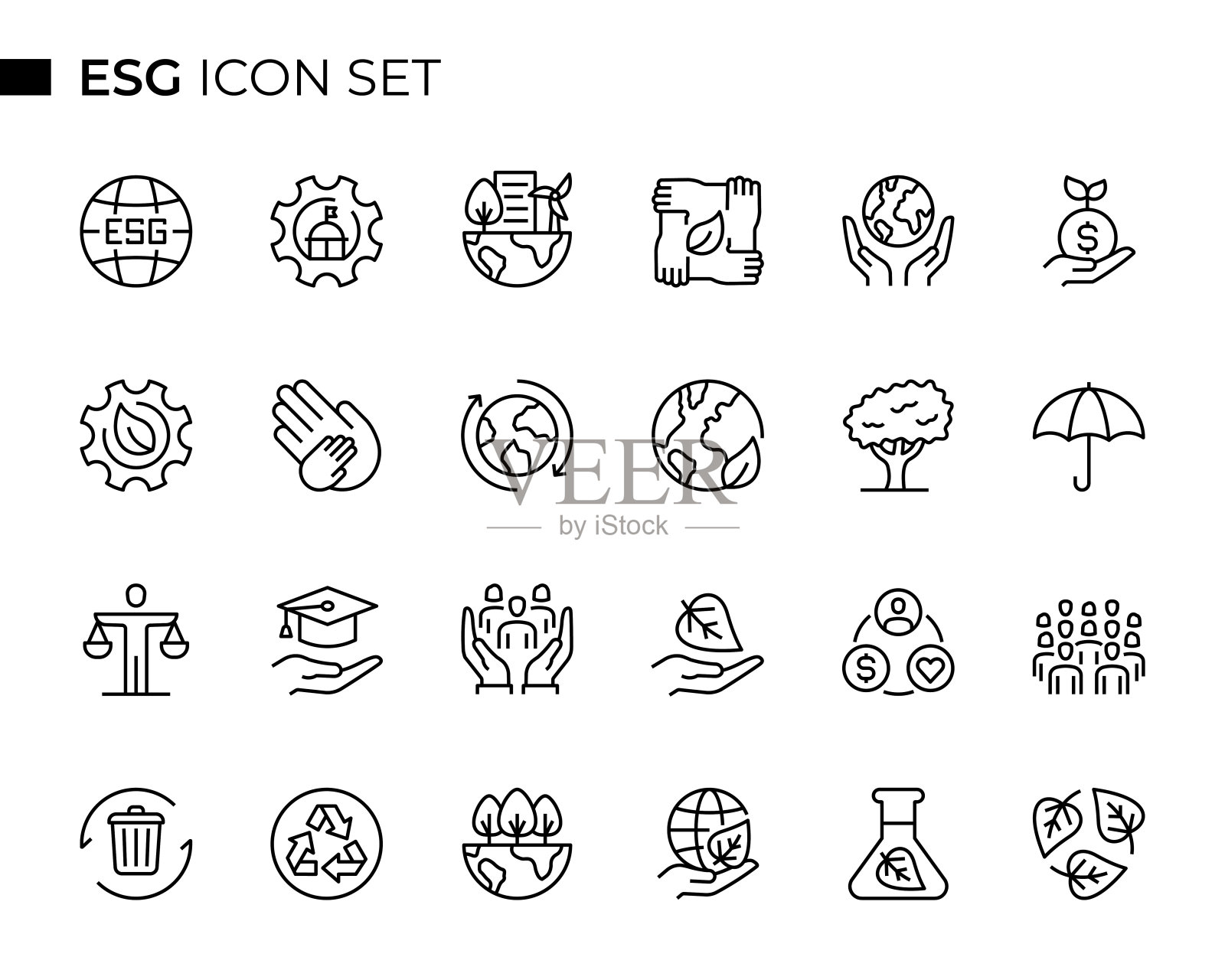 ESG概念细线图标集插画图片素材