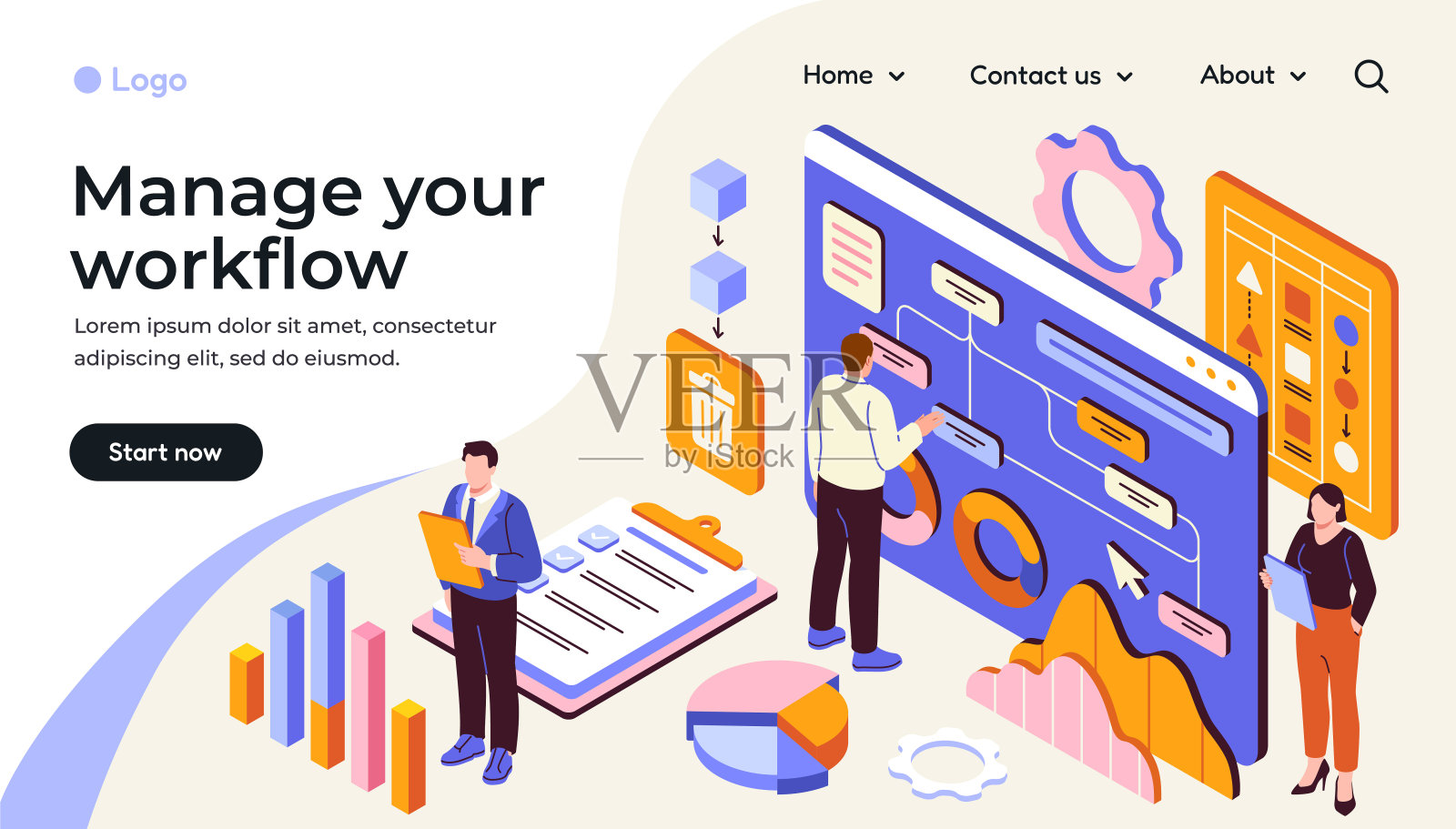 工作流和业务管理矢量插图插画图片素材