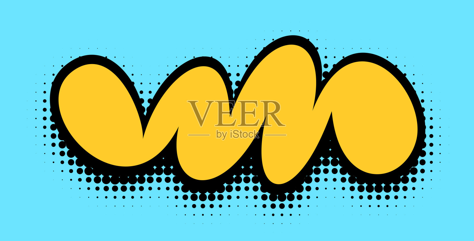 青色波普艺术的黄金曲线插画图片素材