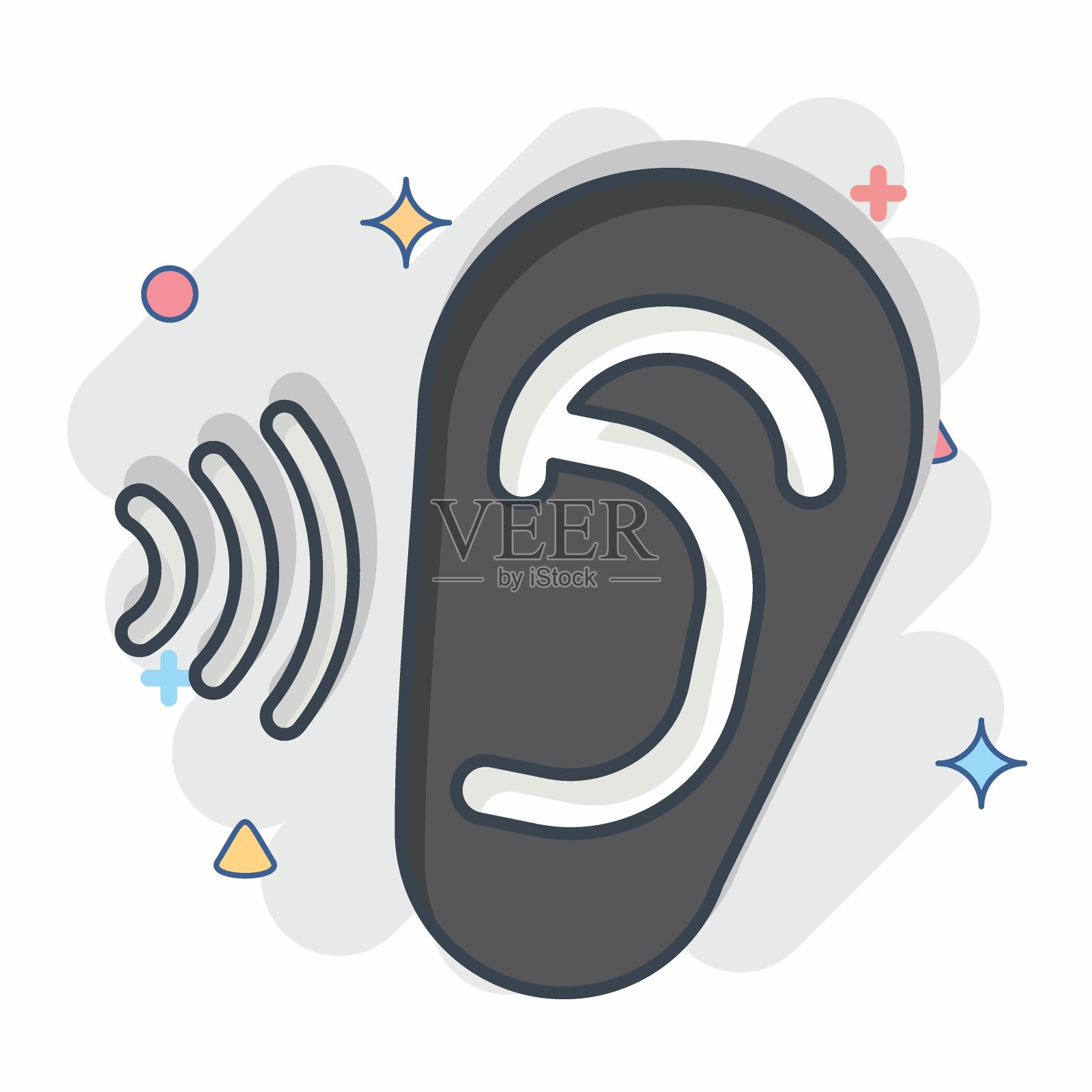 耳科图标，医学专业标志，漫画风格，简约插画插画图片素材