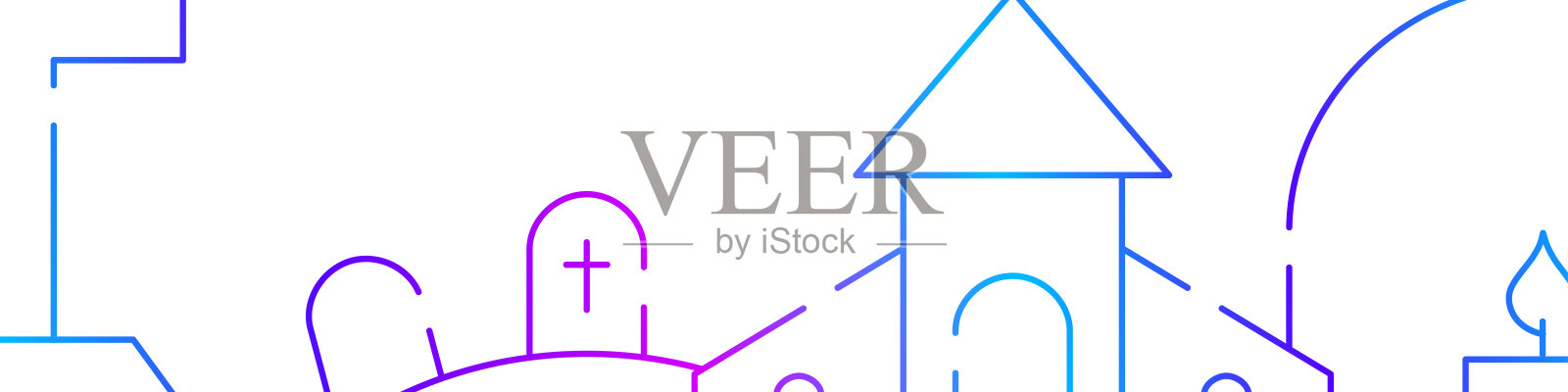 葬礼相关的水平横幅或边框模板。扁平现代梯度线矢量插图孤立的白色插画图片素材