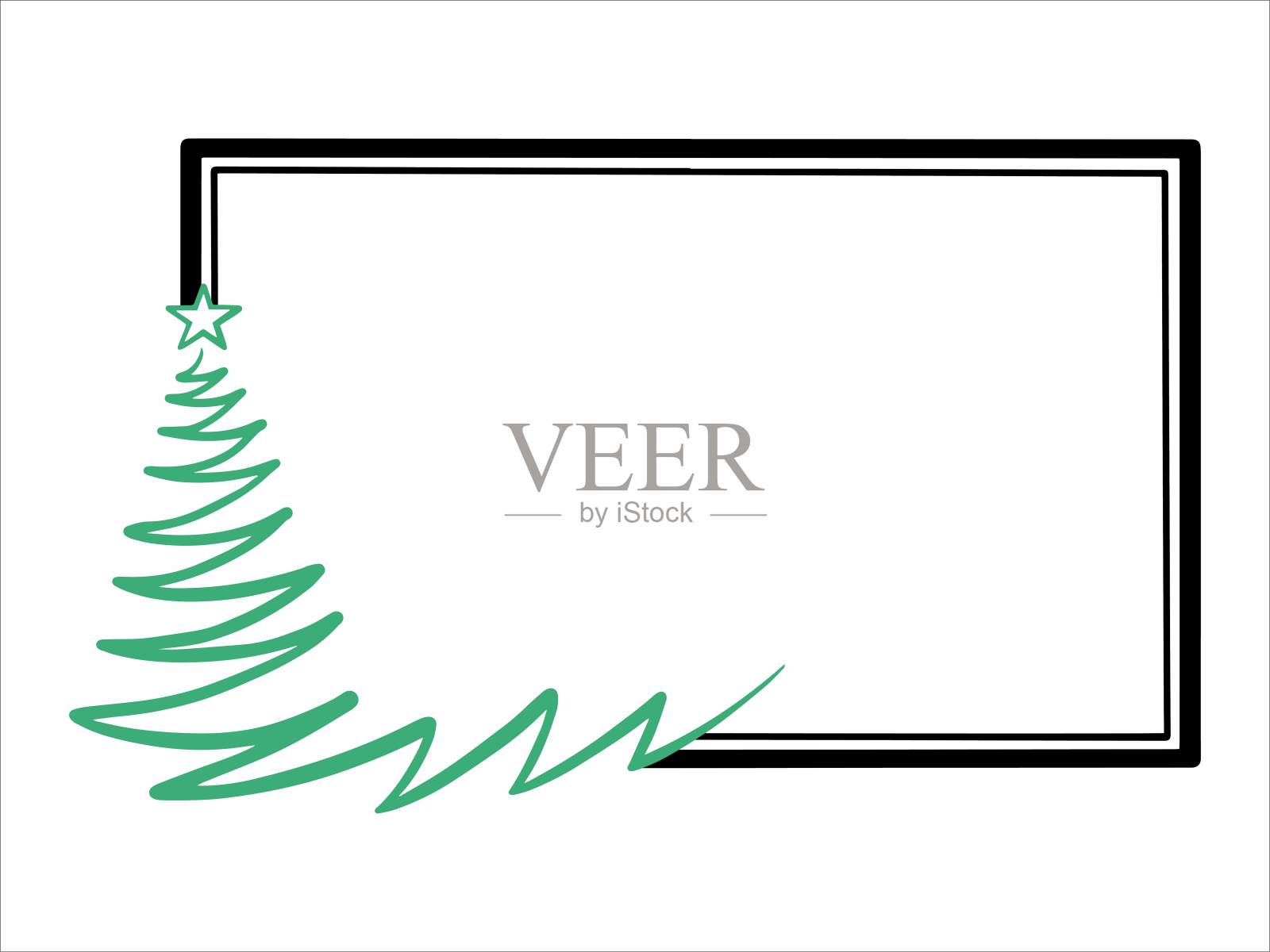 圣诞树框架背景插图。圣诞框架树背景插图。圣诞快乐框架背景插图。框架背景圣诞树插图插画图片素材