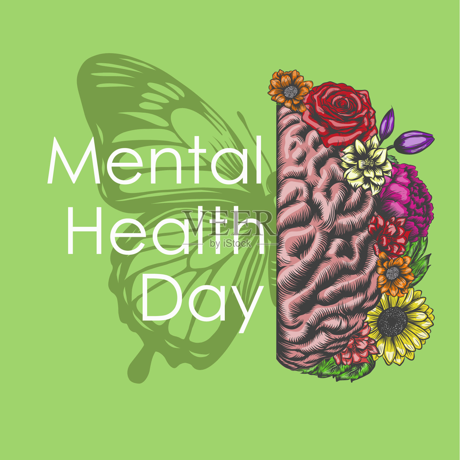 世界精神卫生日，情绪支持和医疗保健，镇静平衡抑郁症矫正，心理障碍插画图片素材