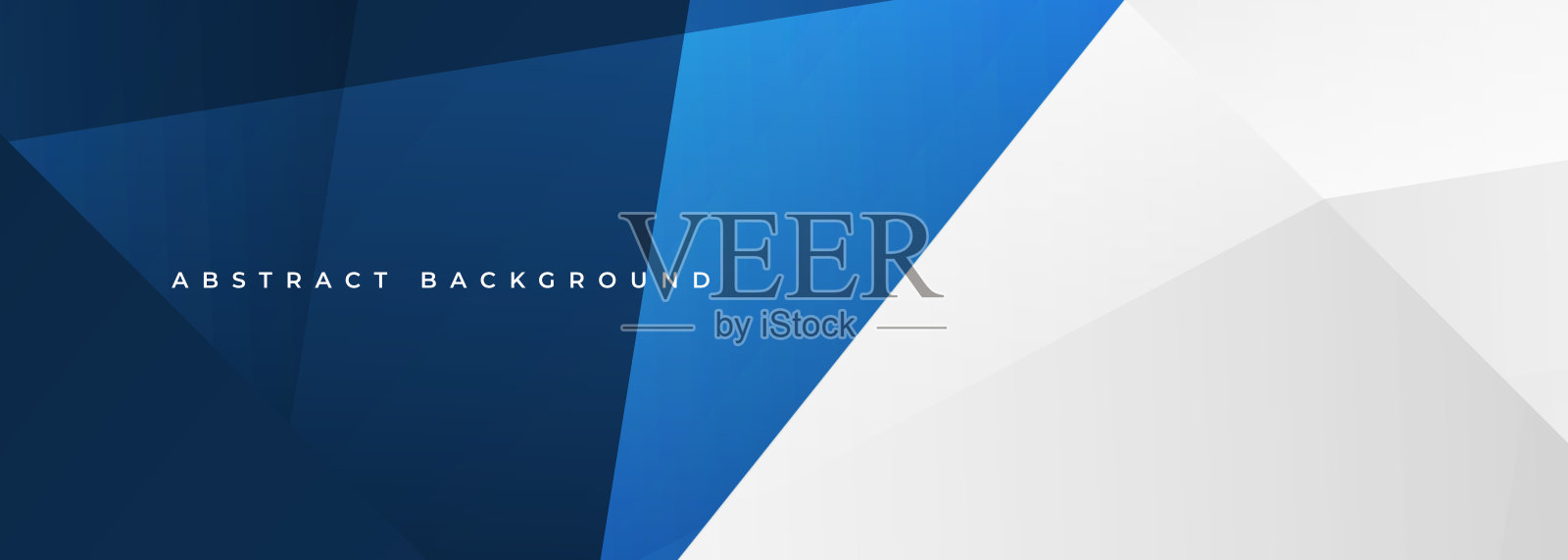 抽象的蓝色和白色现代宽横幅模板与几何形状。深蓝色和白色的抽象背景。插画图片素材