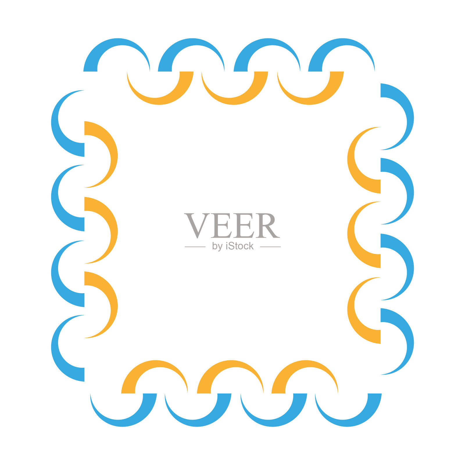 几何链接边框设计。链模式框架向量。互锁环方形边框。装饰性连接图案。每股收益10。插画图片素材