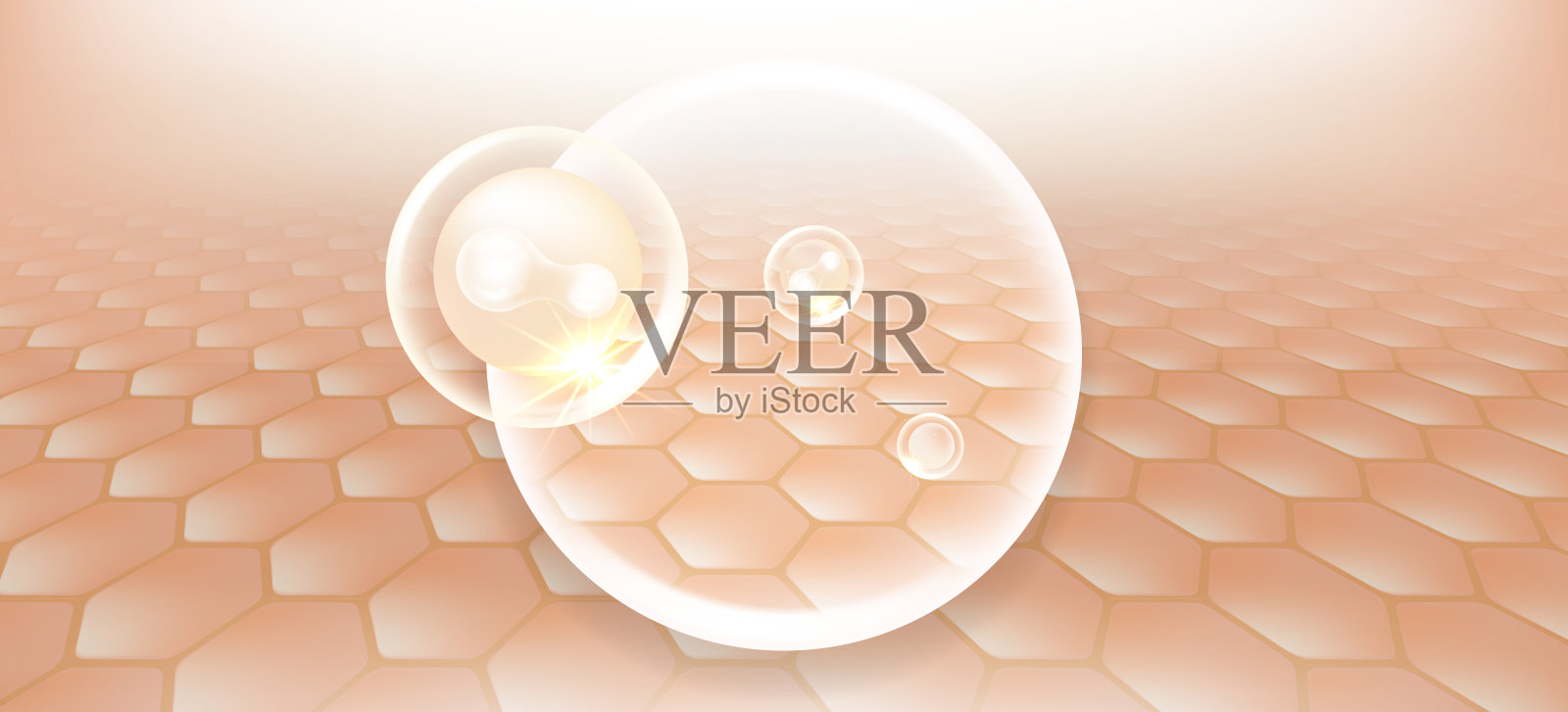 益生菌和透明质酸皮肤解决方案广告，白色胶原蛋白，和维生素血清滴与化妆品广告背景准备使用插图矢量。插画图片素材