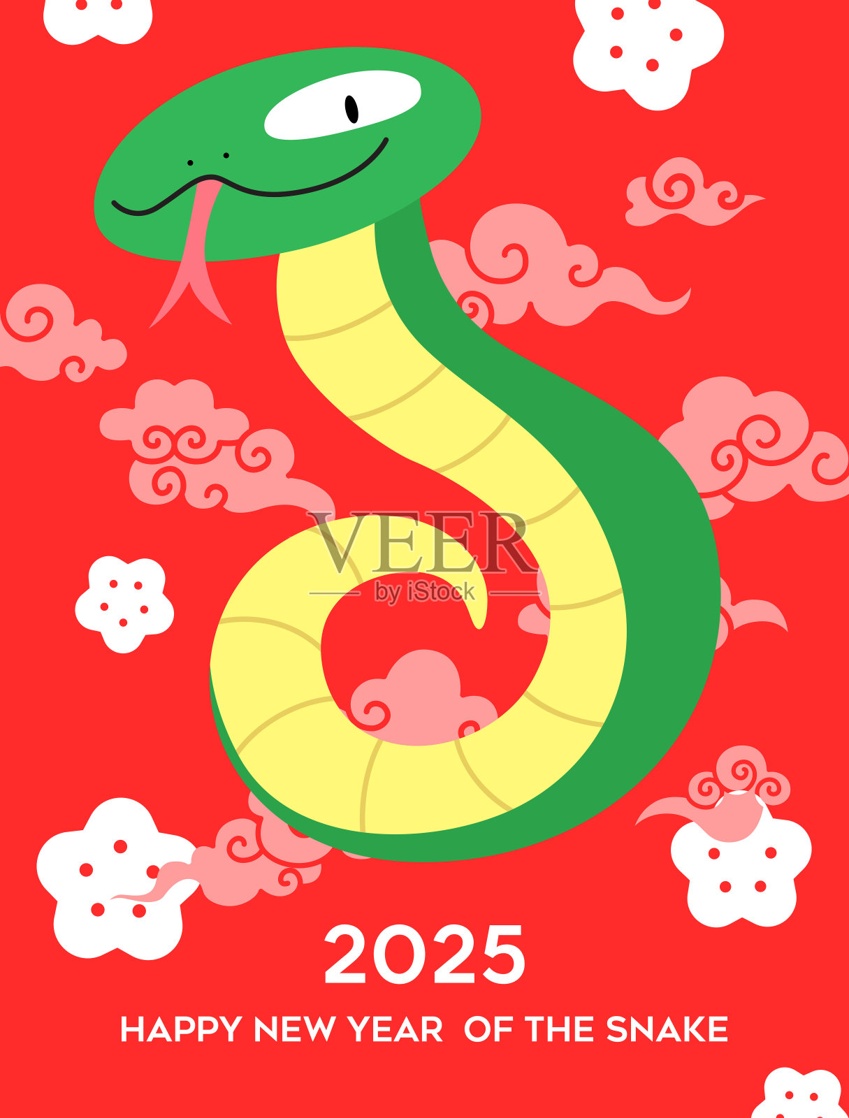 2025年新年贺卡插画图片素材
