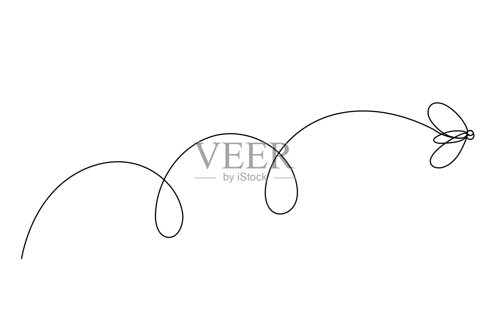 线艺术苍蝇昆虫。一个连续线现代素描插图。简单轮廓轮廓可编辑矢量图标。插画图片素材