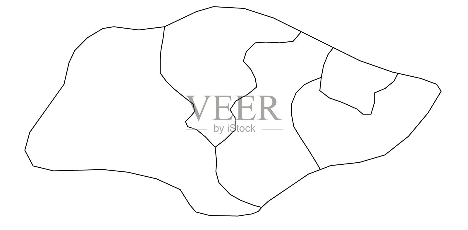 带区域的新加坡地图大纲插画图片素材