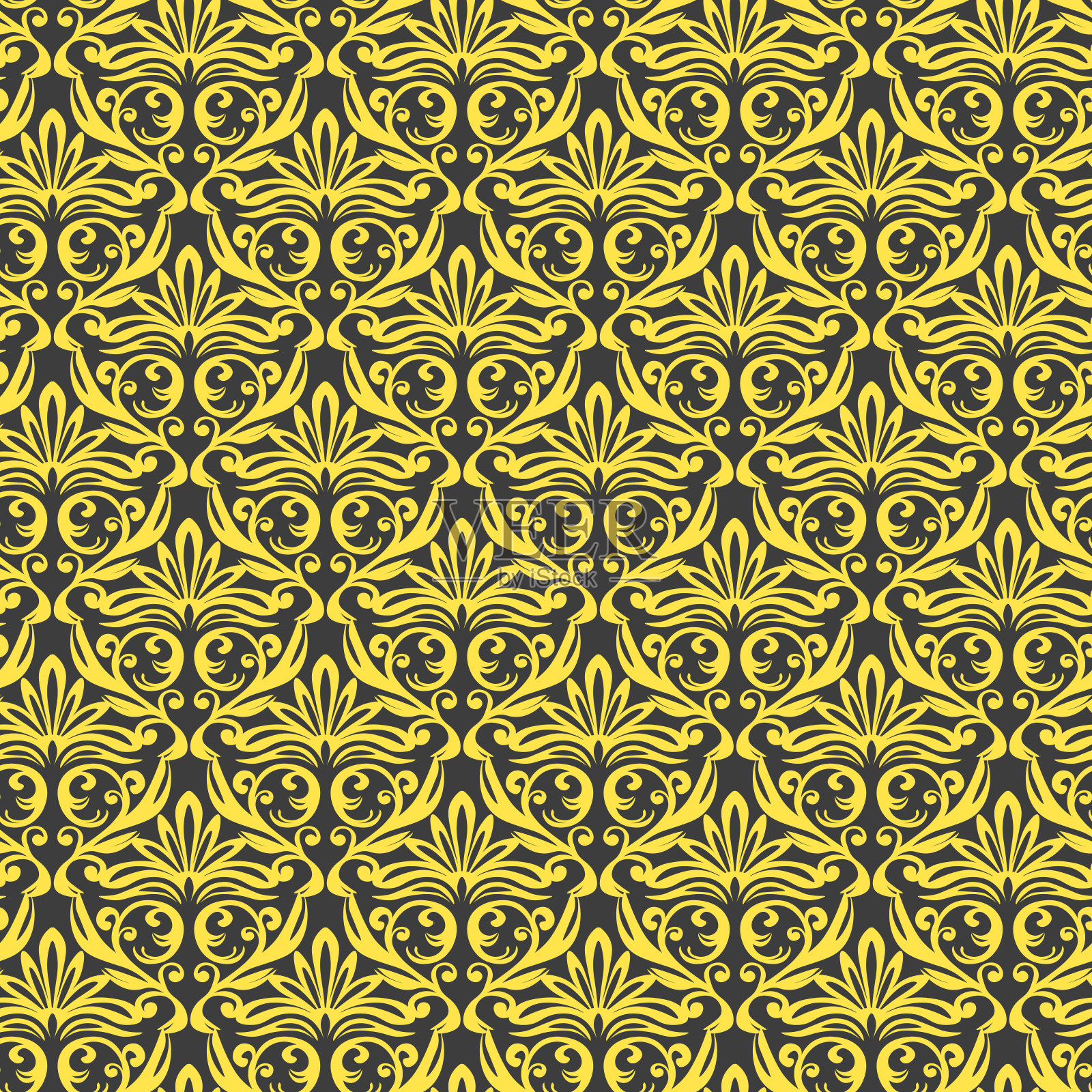 无缝复古图案与卷发。巴洛克风格的墙纸。花卉装饰。种族部落背景。矢量插图，模板设计的布，包装，卡片，织物插画图片素材