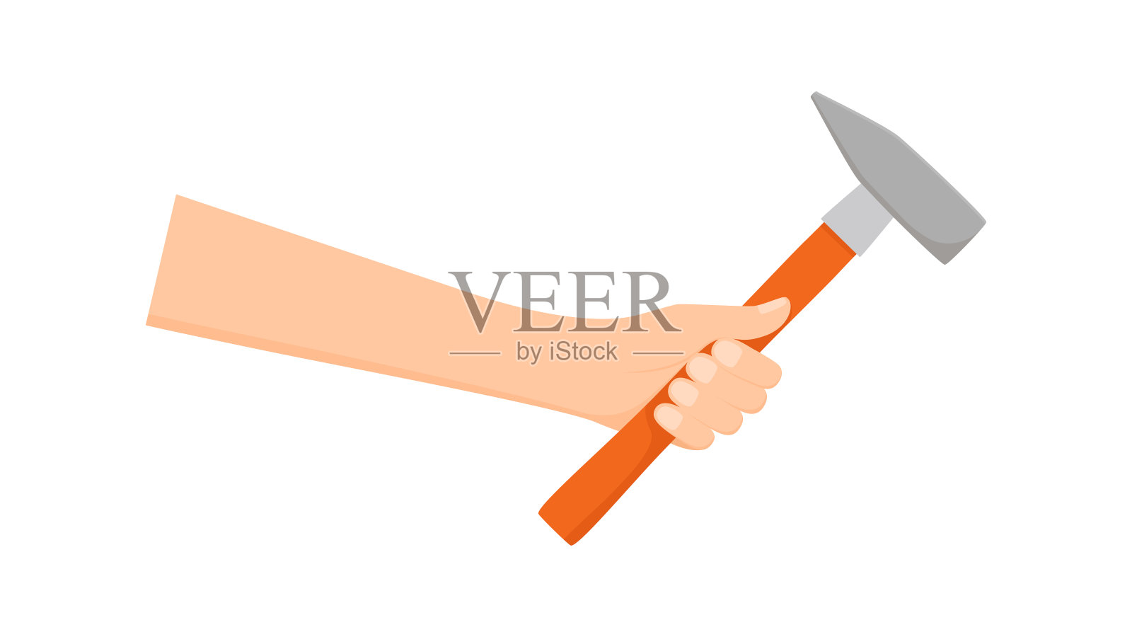 手拿锤子。施工和维修，矢量插图插画图片素材