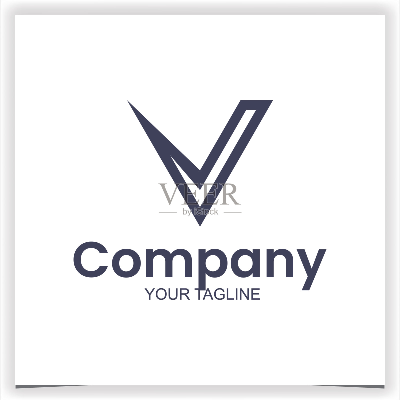 矢量多边形字母v标志设计模板插画图片素材