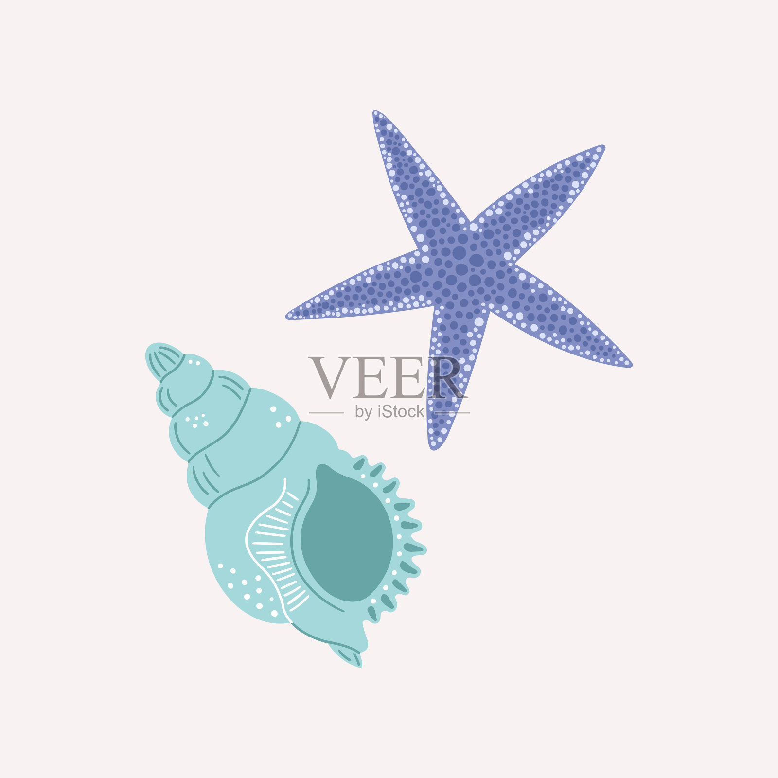 海星和贝壳的卡通插图插画图片素材