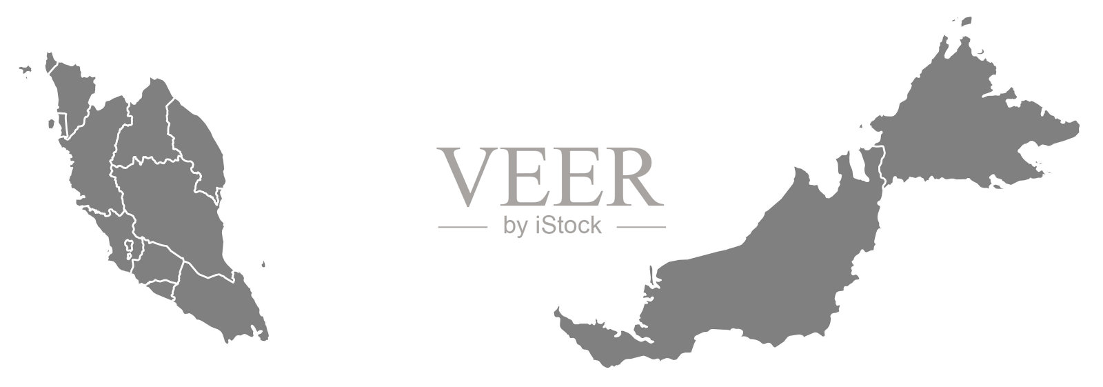 带区域的马来西亚地图大纲插画图片素材