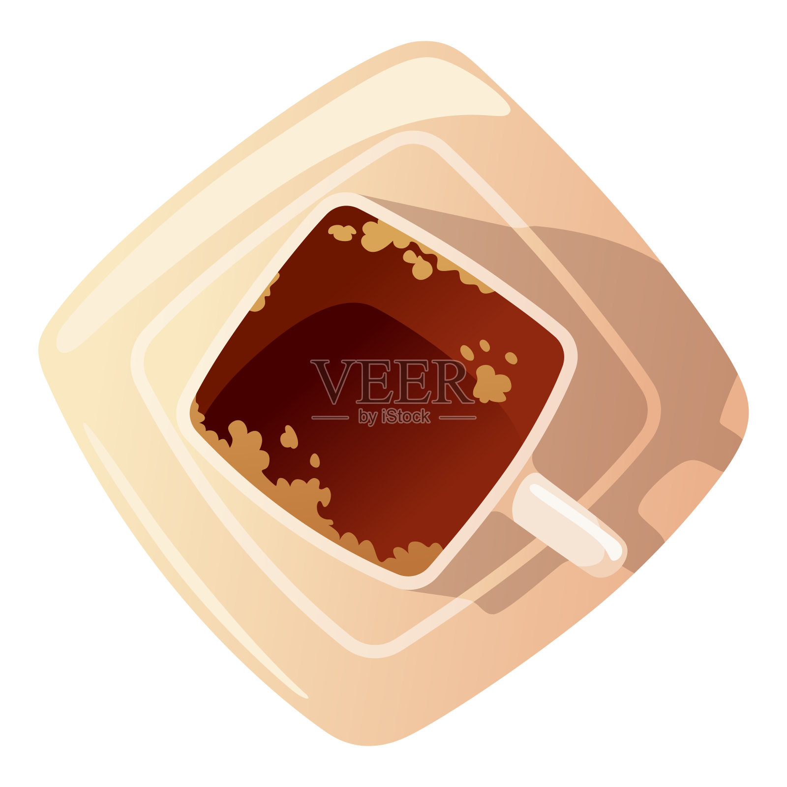 一杯黑咖啡俯视图。现实的向量插画图片素材