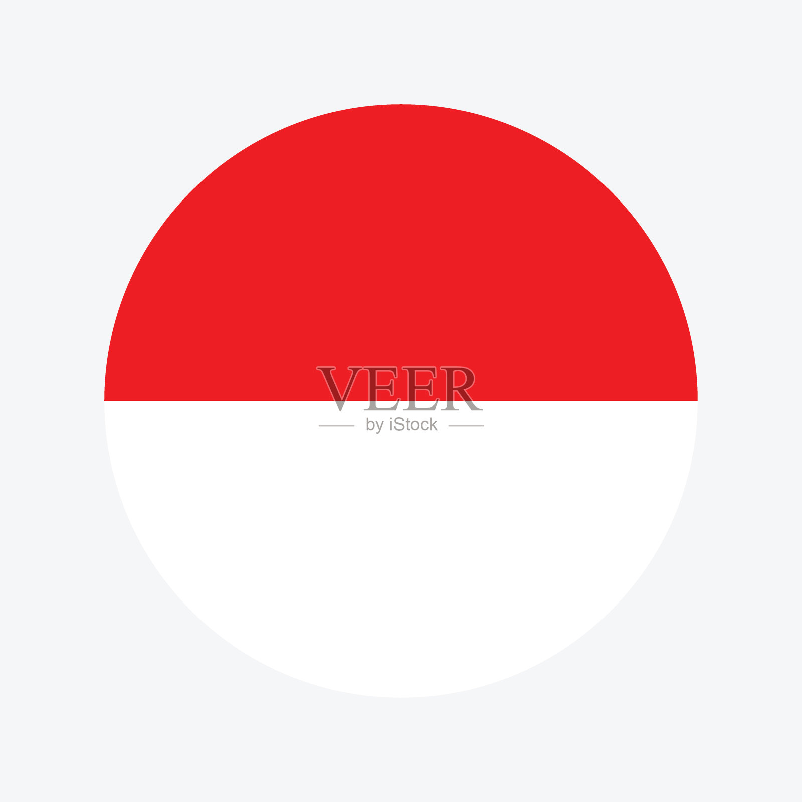 印度尼西亚国旗圆形图标。标准颜色圆形旗帜图标。电脑数字矢量插图插画图片素材