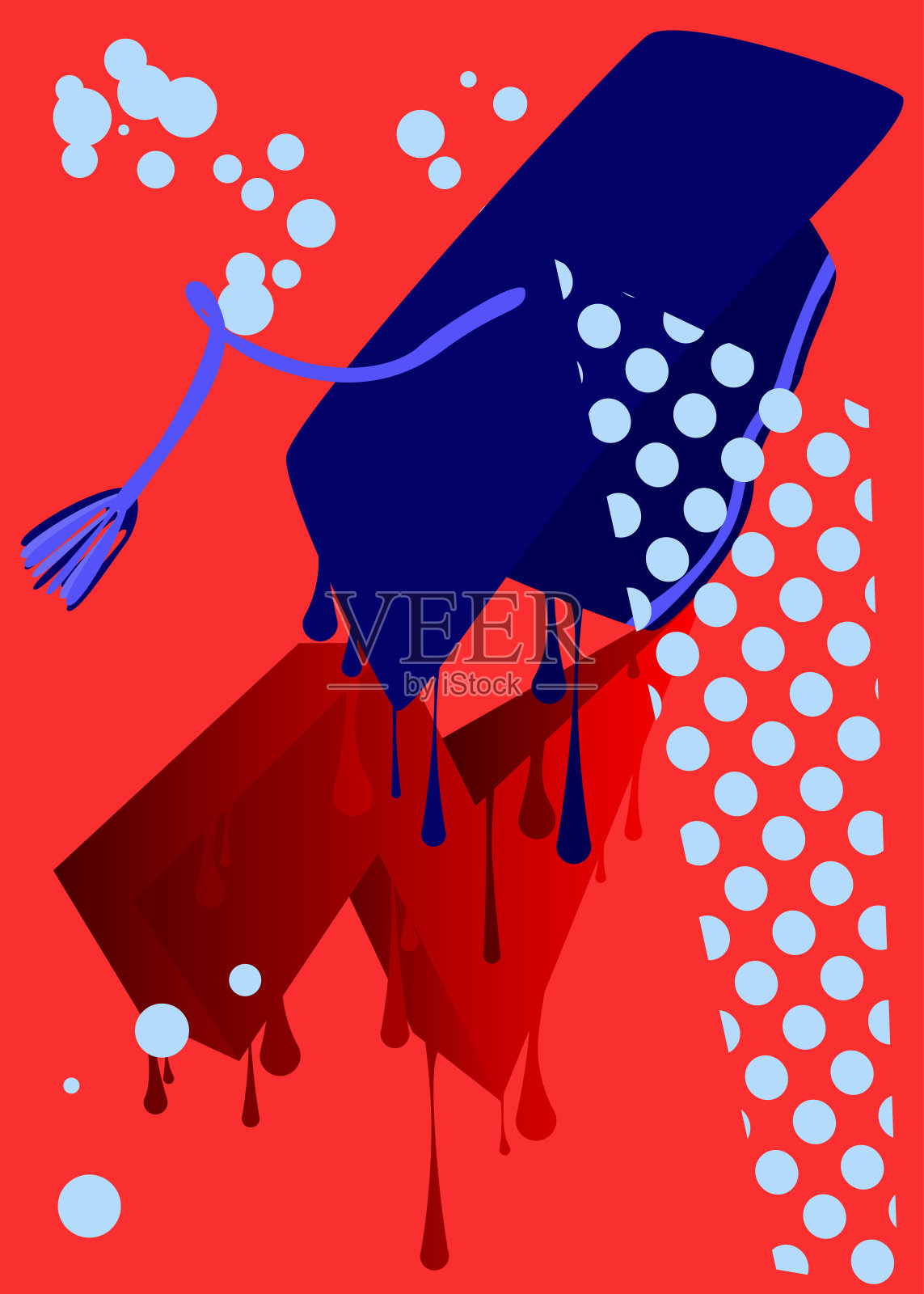 毕业帽涂鸦。抽象的现代街头艺术装饰表现为城市绘画风格。插画图片素材