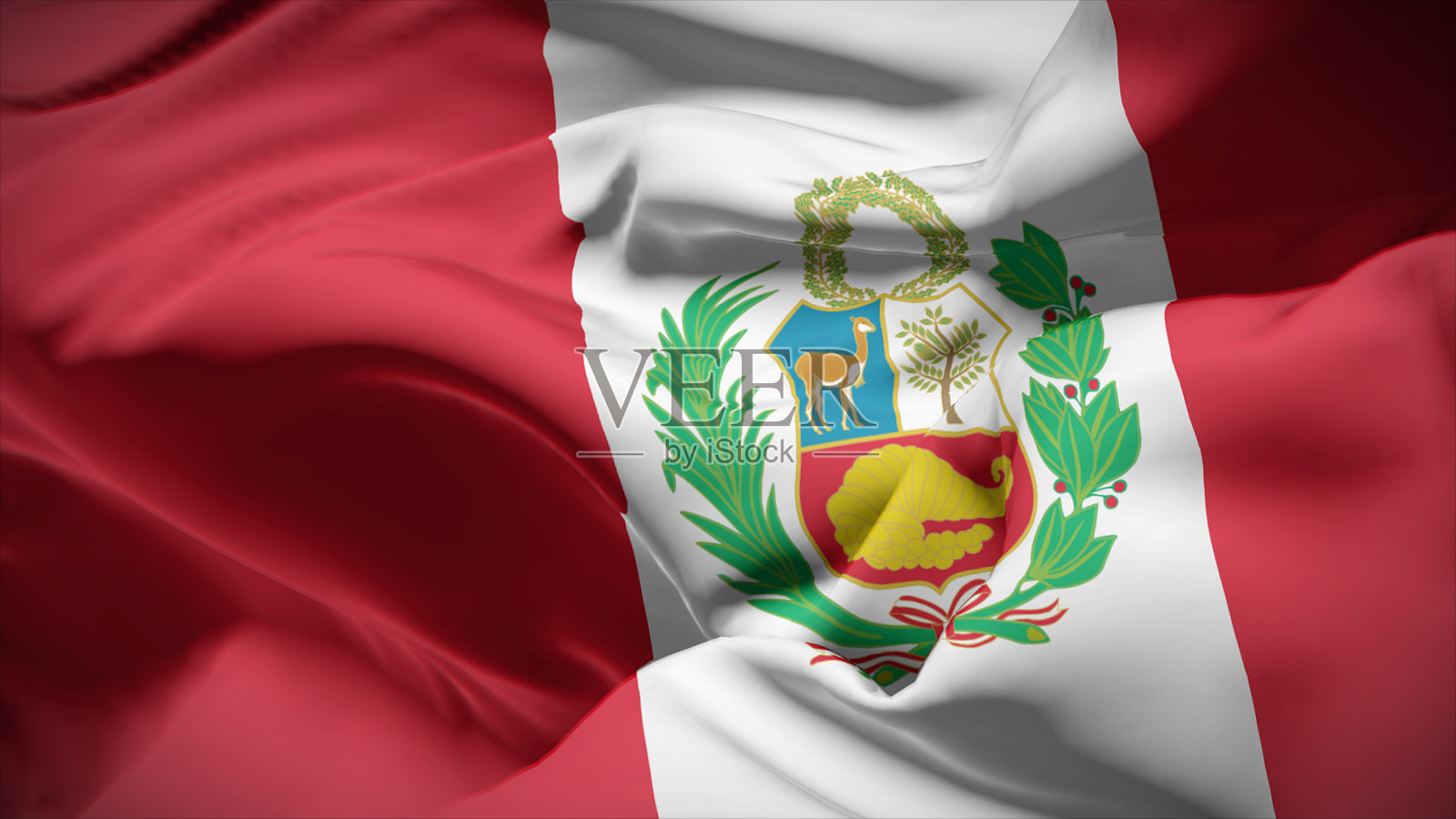 秘鲁国旗特写。照片摄影图片