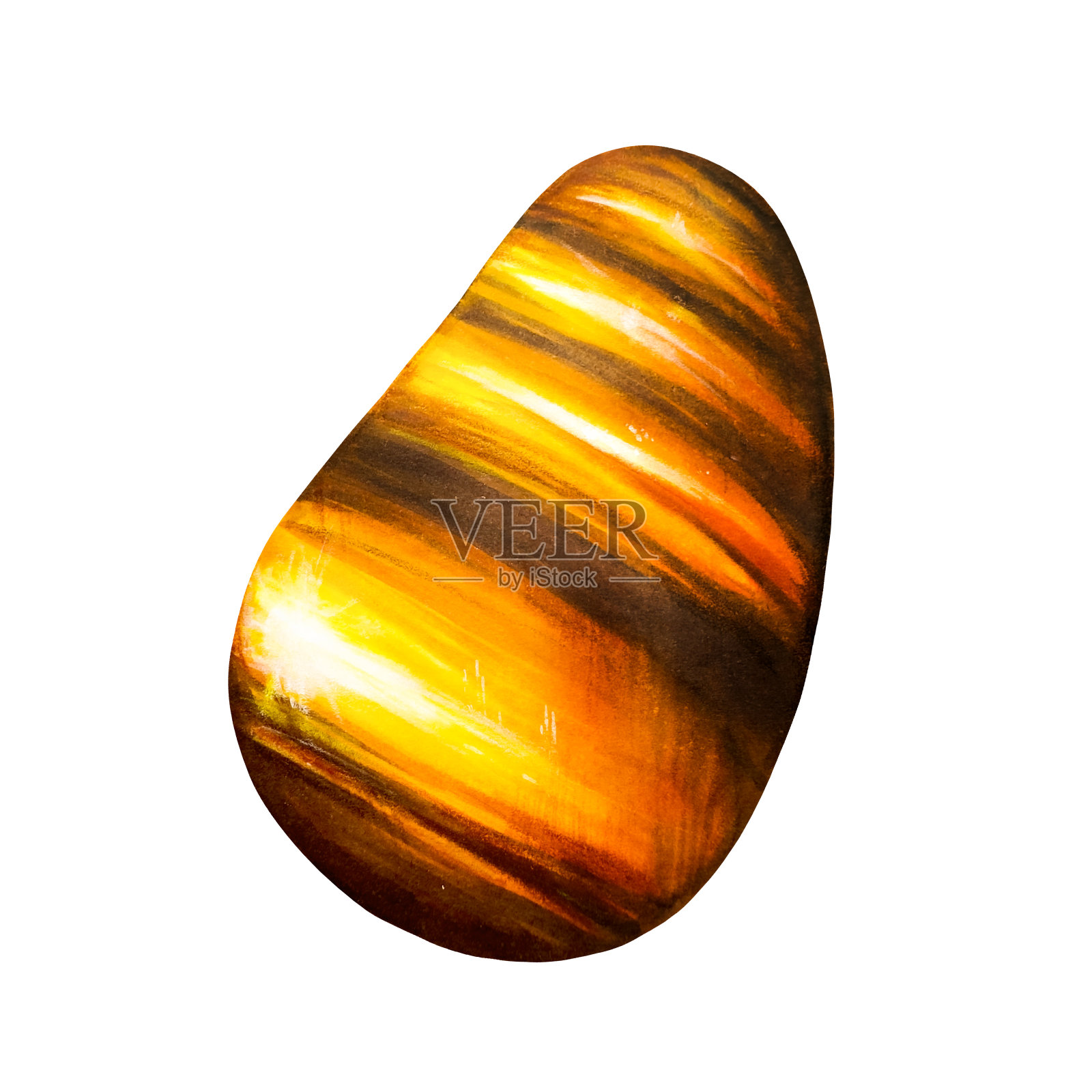 水彩手绘石头为太阳神经丛脉轮老虎的眼睛。自然愈合插图与护身符和水晶隔离在白色背景。剪贴艺术的设计师，卡片，邀请，纺织品，海报，剪贴簿，封面，海报和纺织品插画图片素材