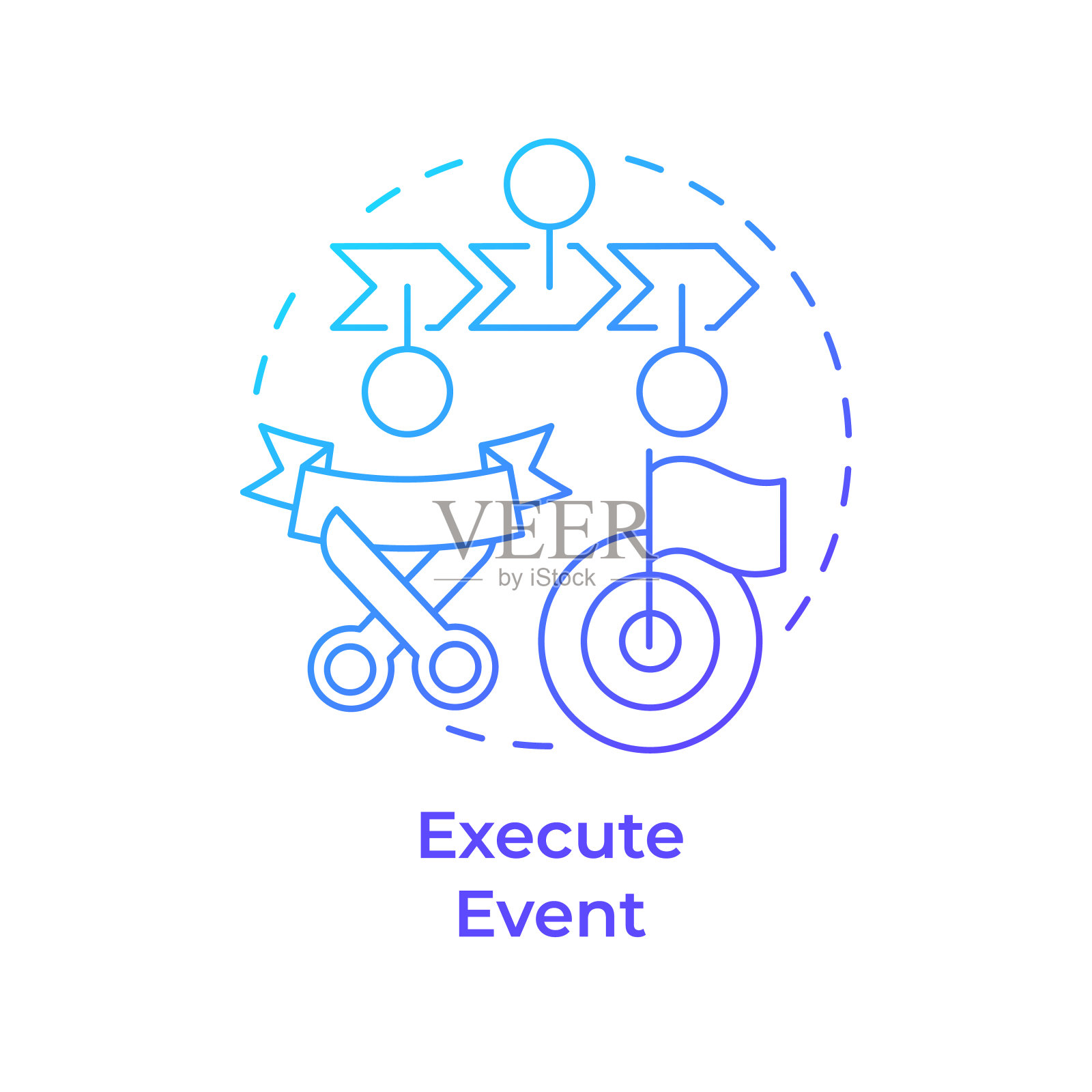 执行事件蓝色渐变概念图标插画图片素材