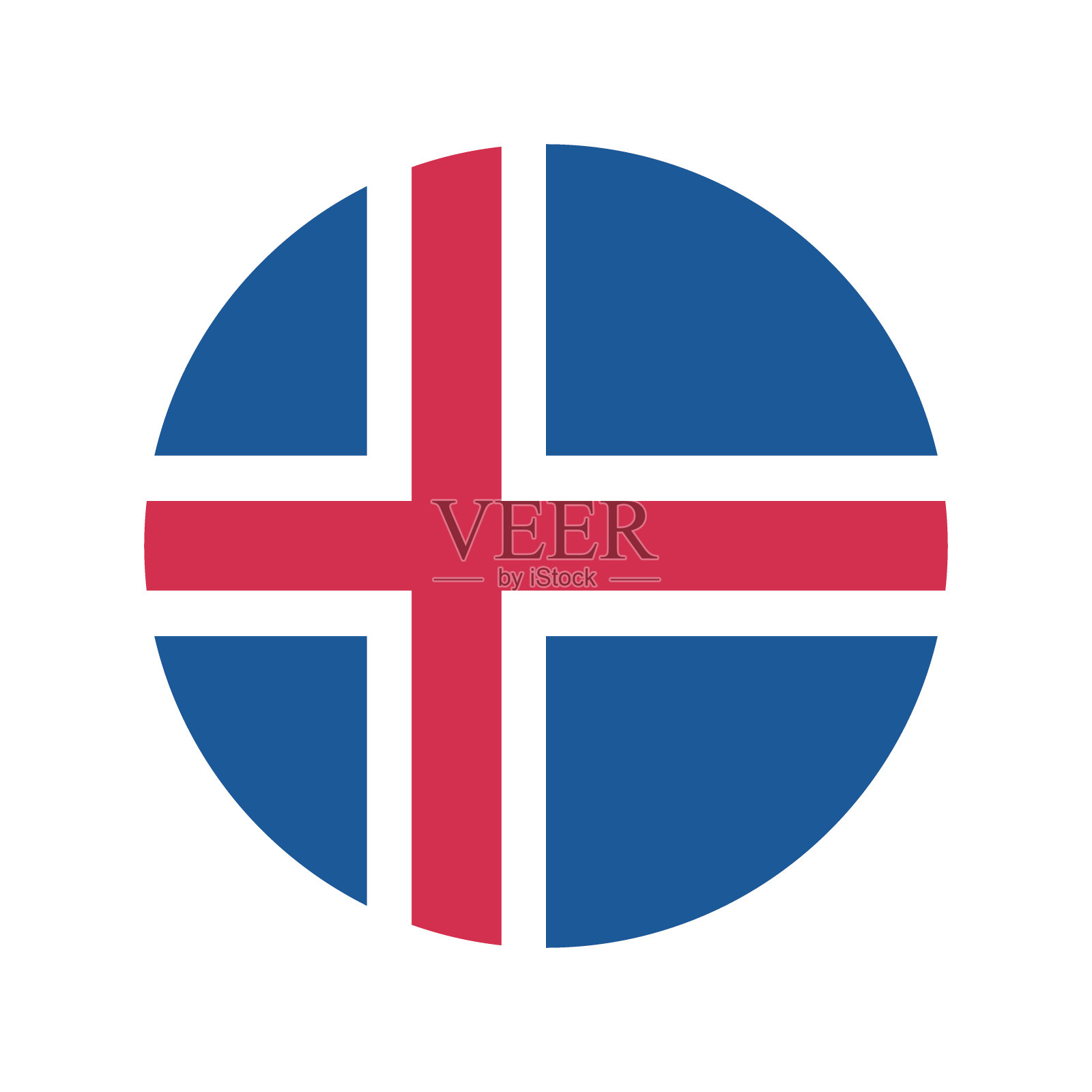 冰岛国旗。按钮标志图标。标准颜色。圆形按钮图标。圆圈图标。电脑插图。数码插图。矢量插图。插画图片素材