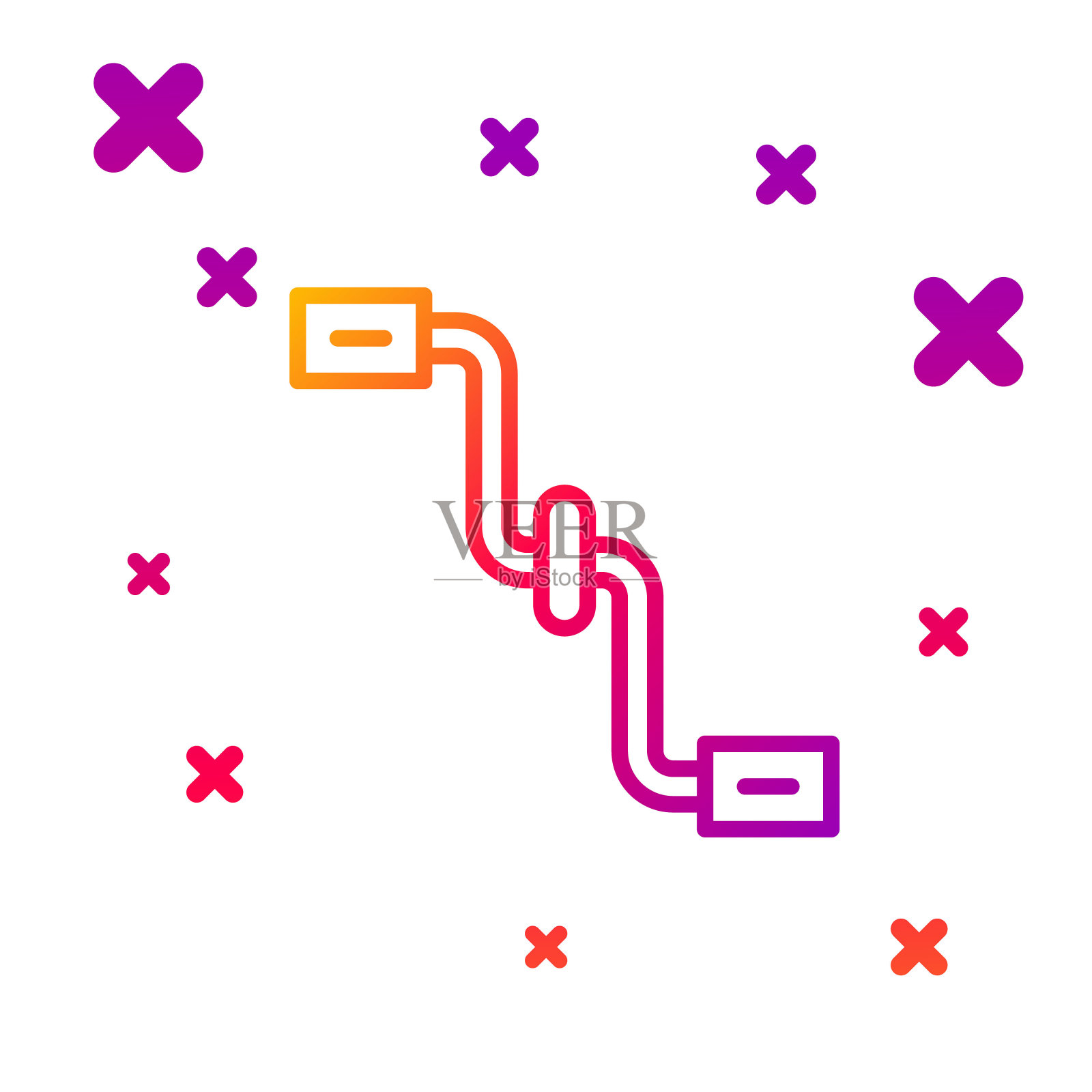 颜色线自行车踏板图标孤立的白色背景。梯度随机动态形状。向量插画图片素材