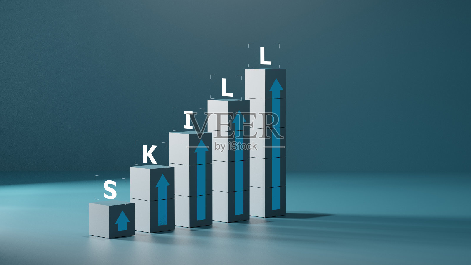 木头方块上的技能图标。提升技能和个人发展理念。技能训练、教育、学习、能力。Upskilling reskilling,照片摄影图片