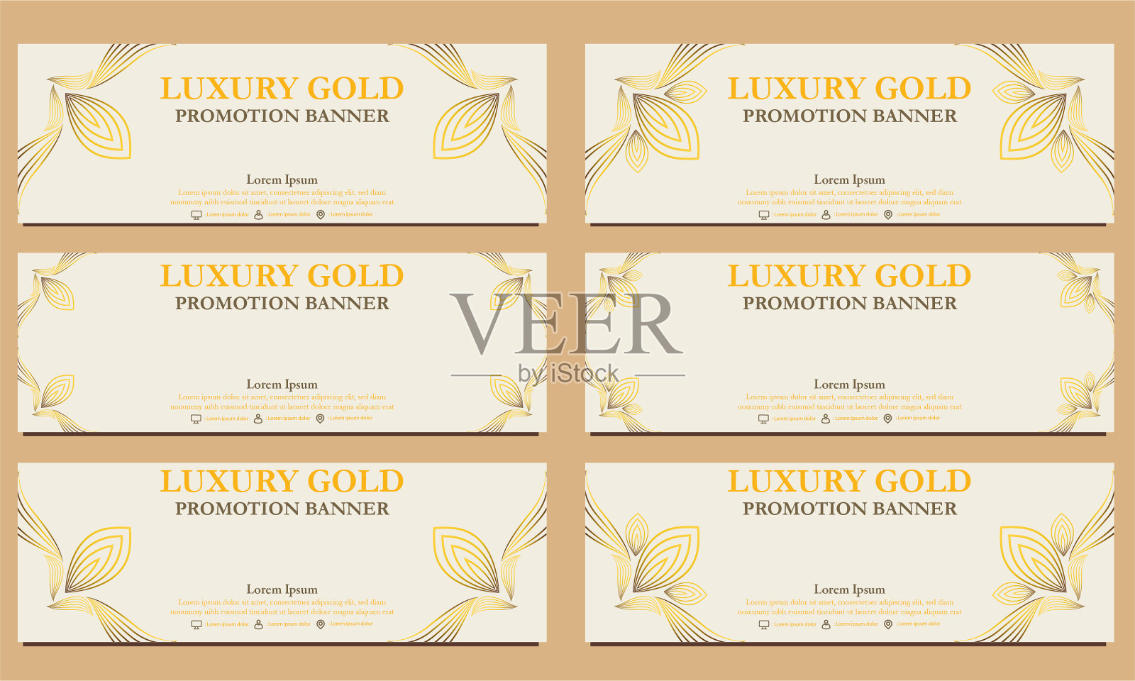 豪华金水平横幅模板。适合网页横幅，横幅和互联网广告的设计插画图片素材